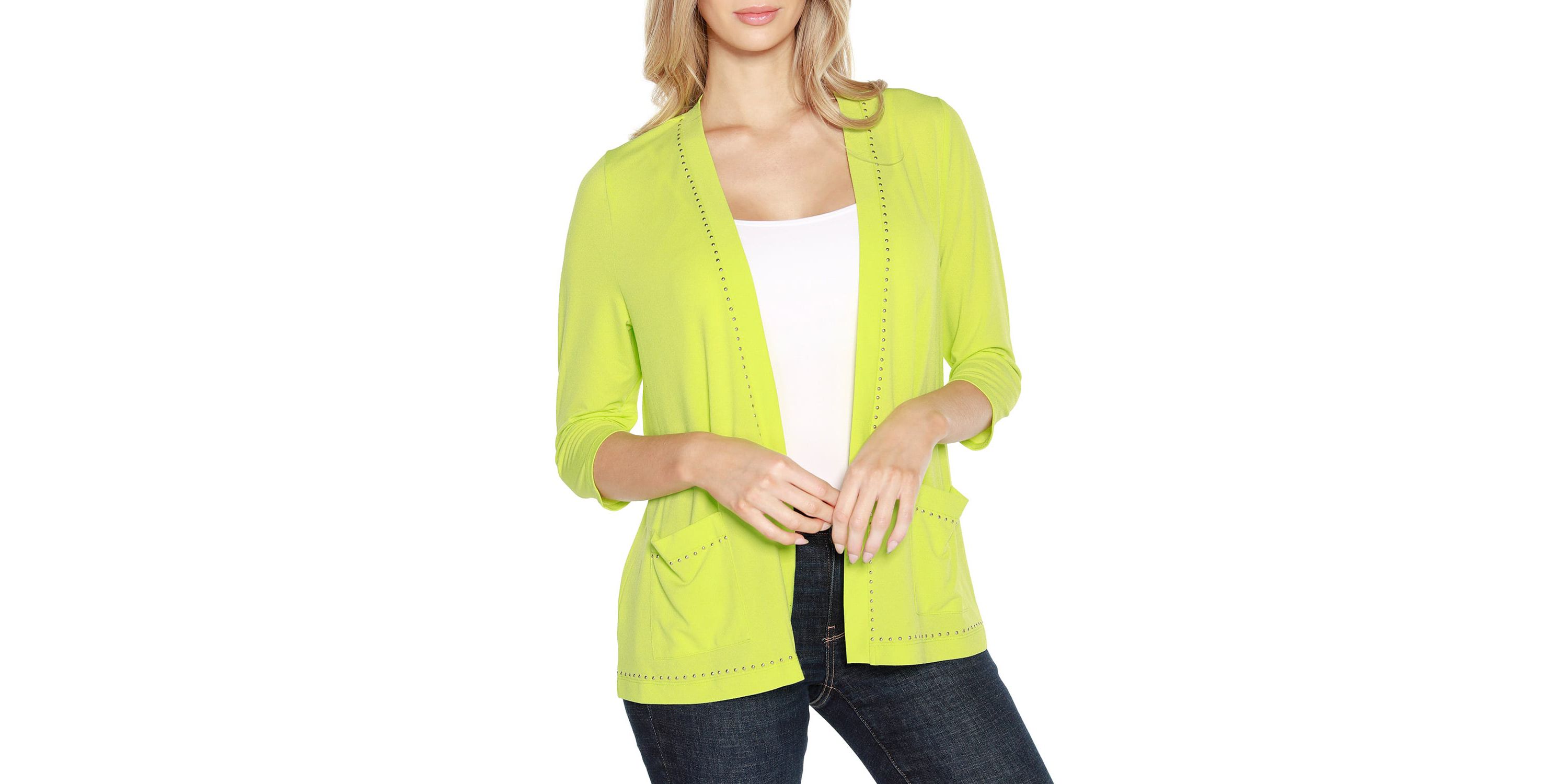 Embellished Open-Front Knit Cardigan