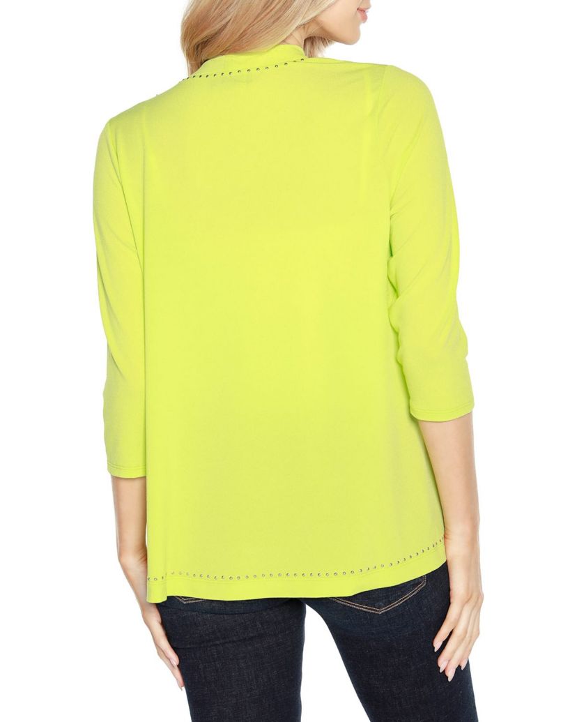 Embellished Open-Front Knit Cardigan