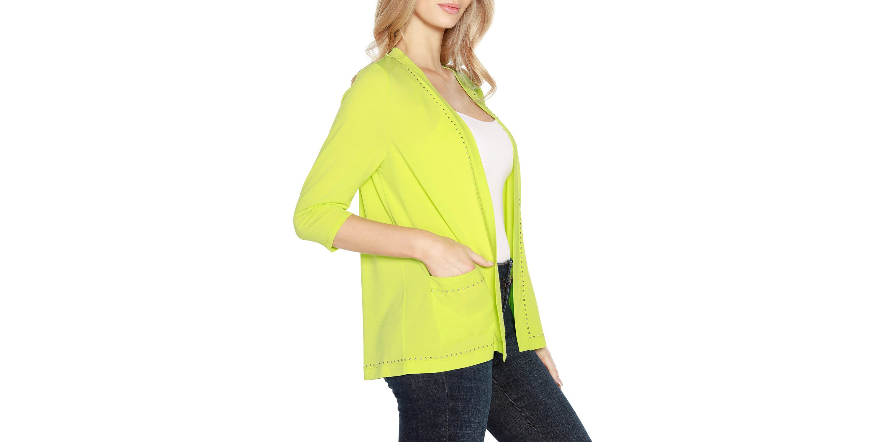 Embellished Open-Front Knit Cardigan