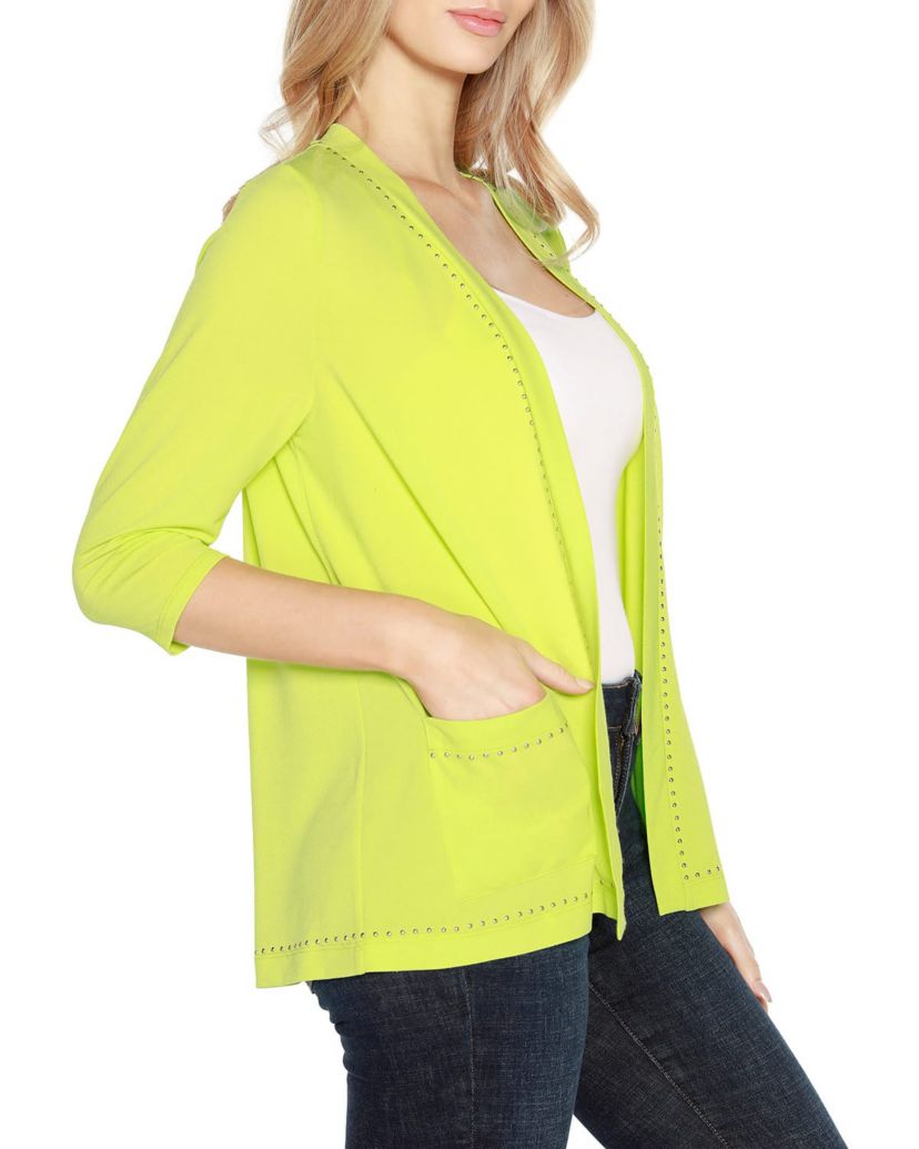 Embellished Open-Front Knit Cardigan