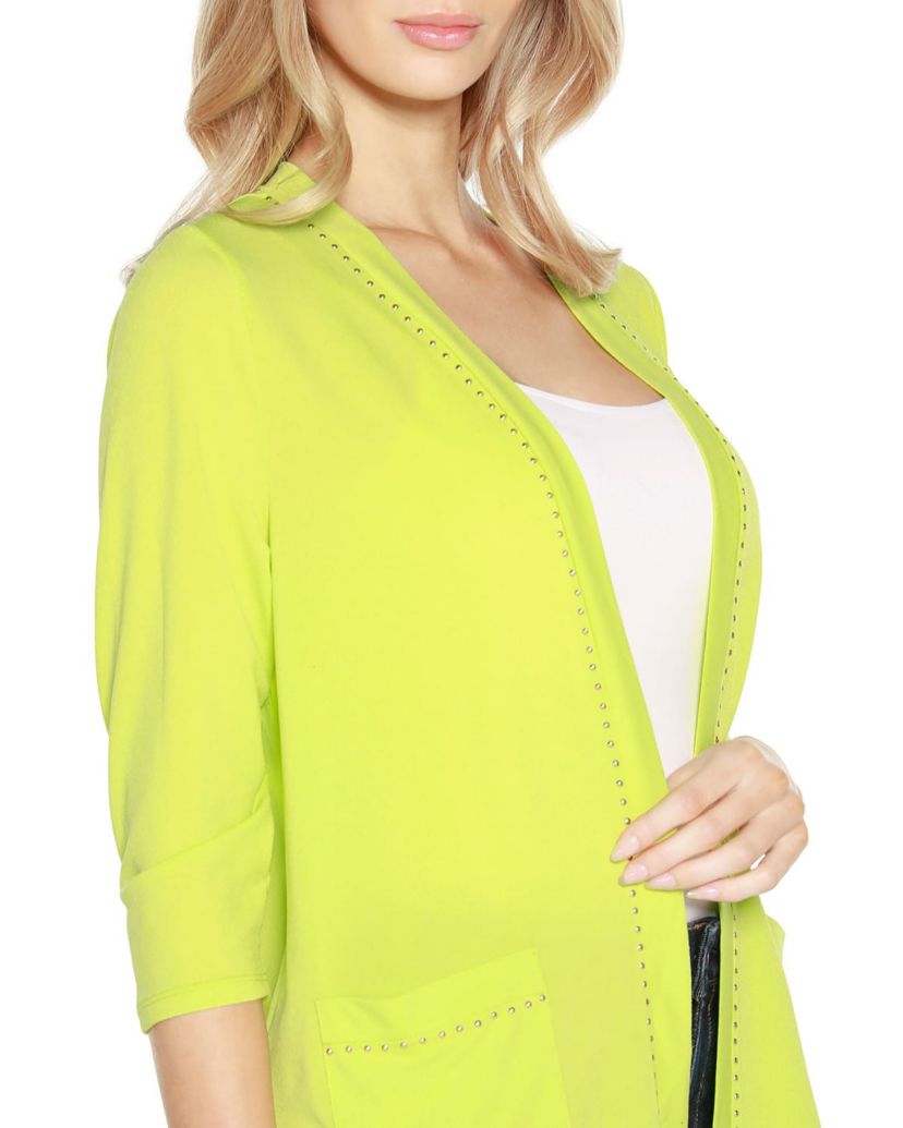 Embellished Open-Front Knit Cardigan
