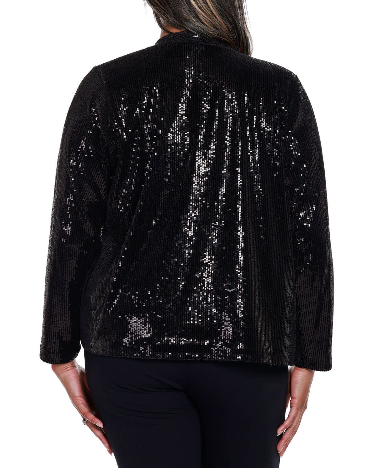 Plus Size Stretch Velvet Sequin Knit Cardigan