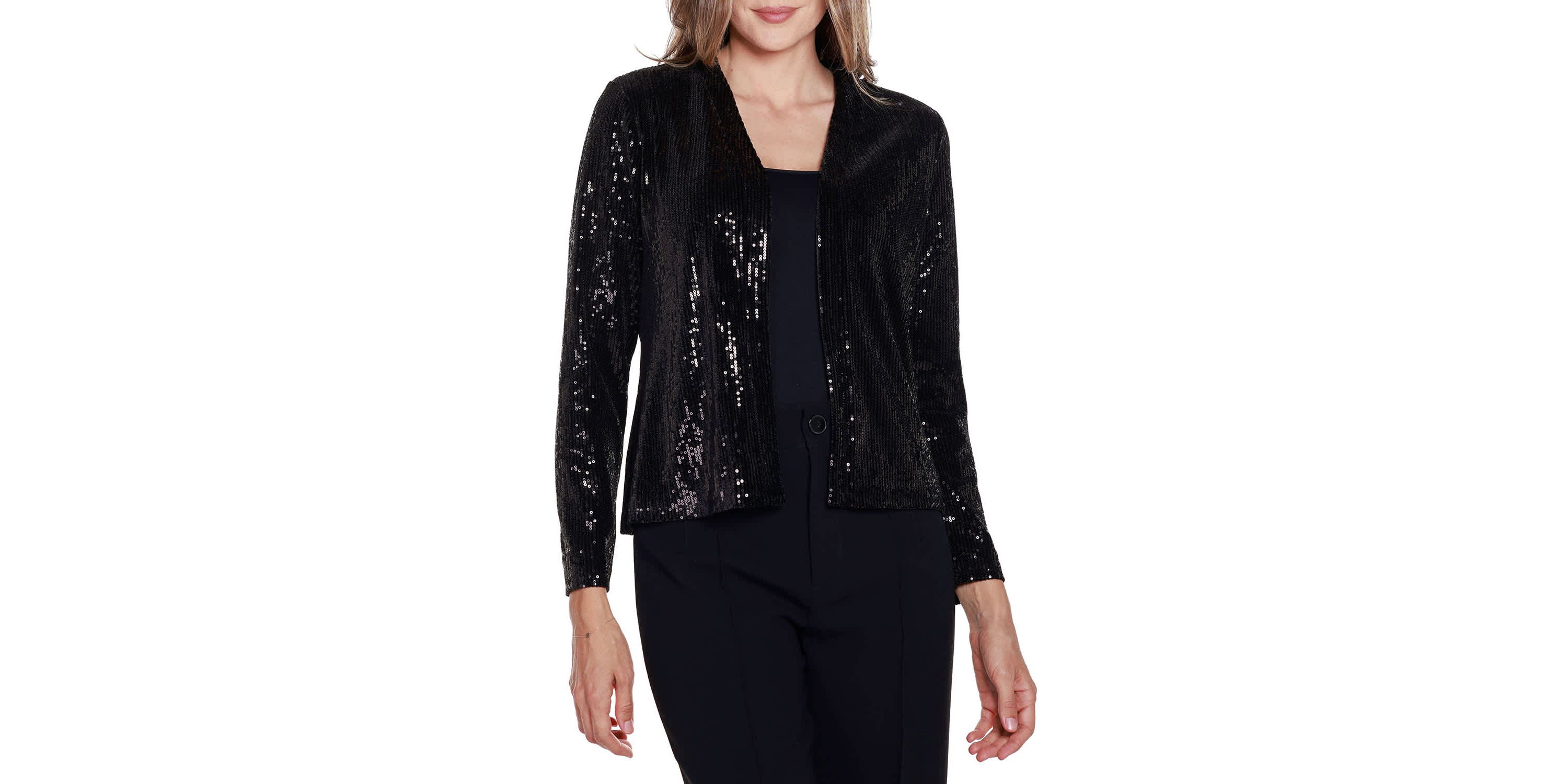 Stretch Velvet Sequin Knit Cardigan