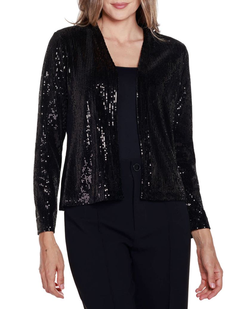 Stretch Velvet Sequin Knit Cardigan