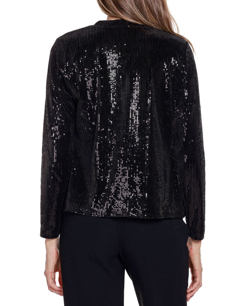 Stretch Velvet Sequin Knit Cardigan