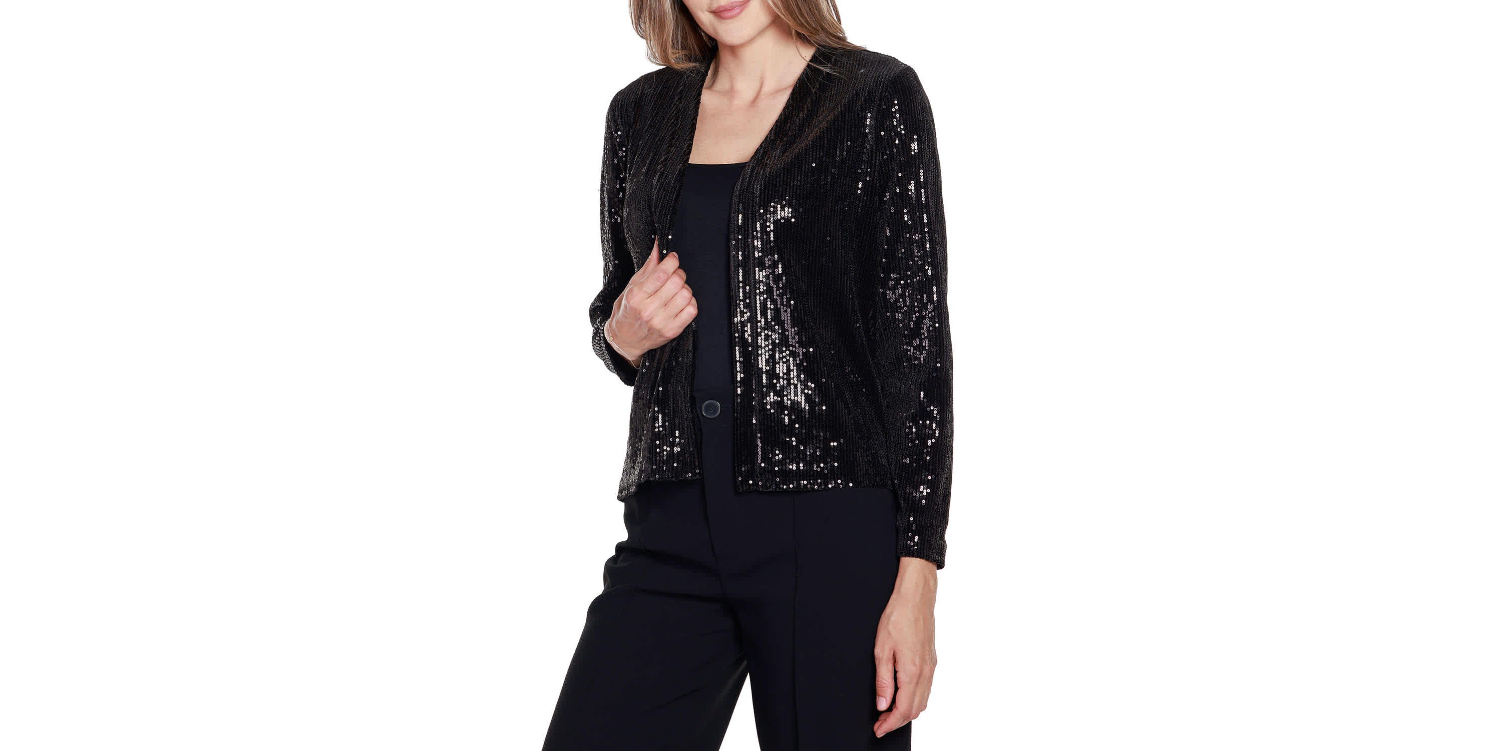 Stretch Velvet Sequin Knit Cardigan