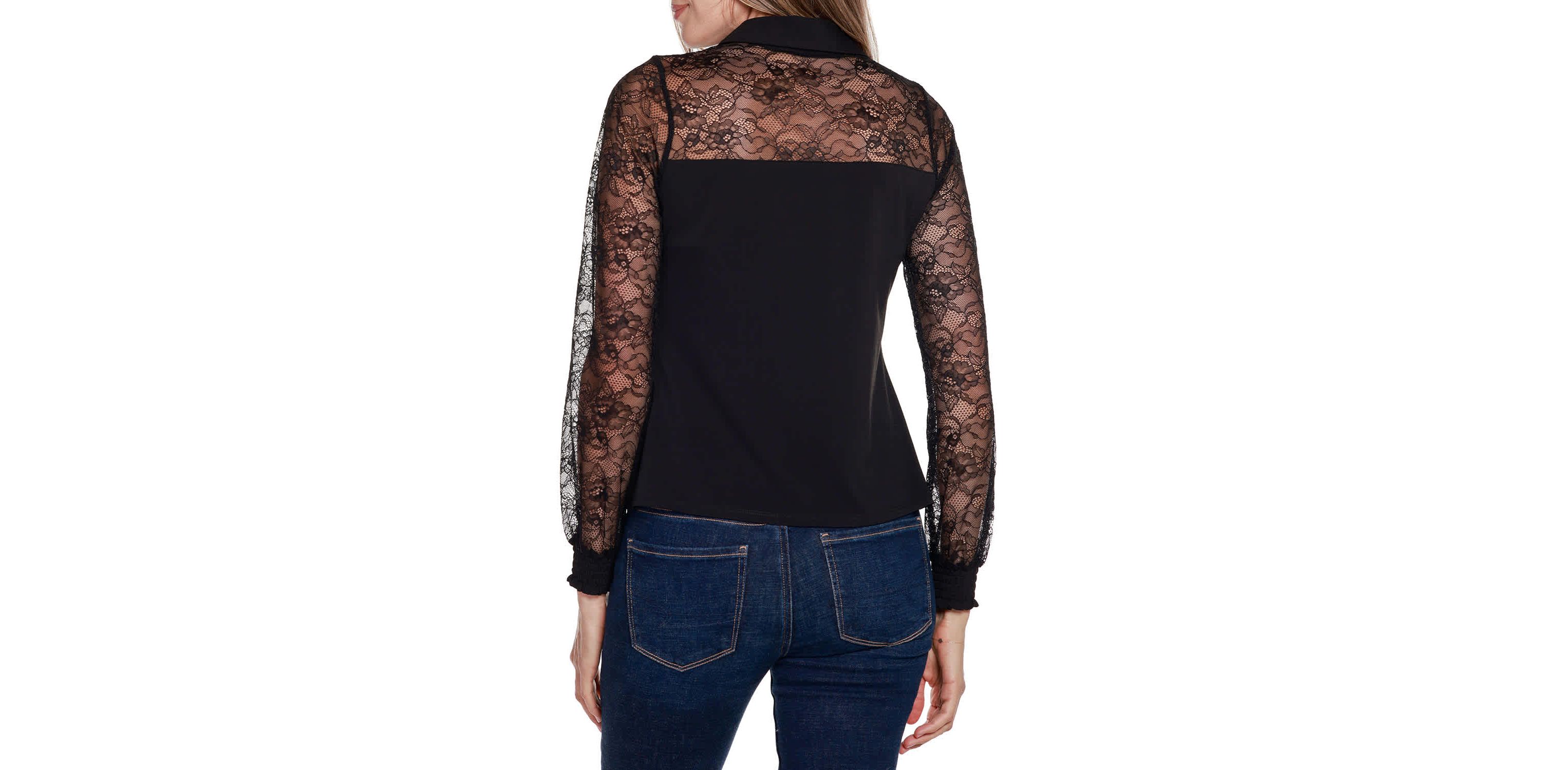 Lace Inset Knit Blouse
