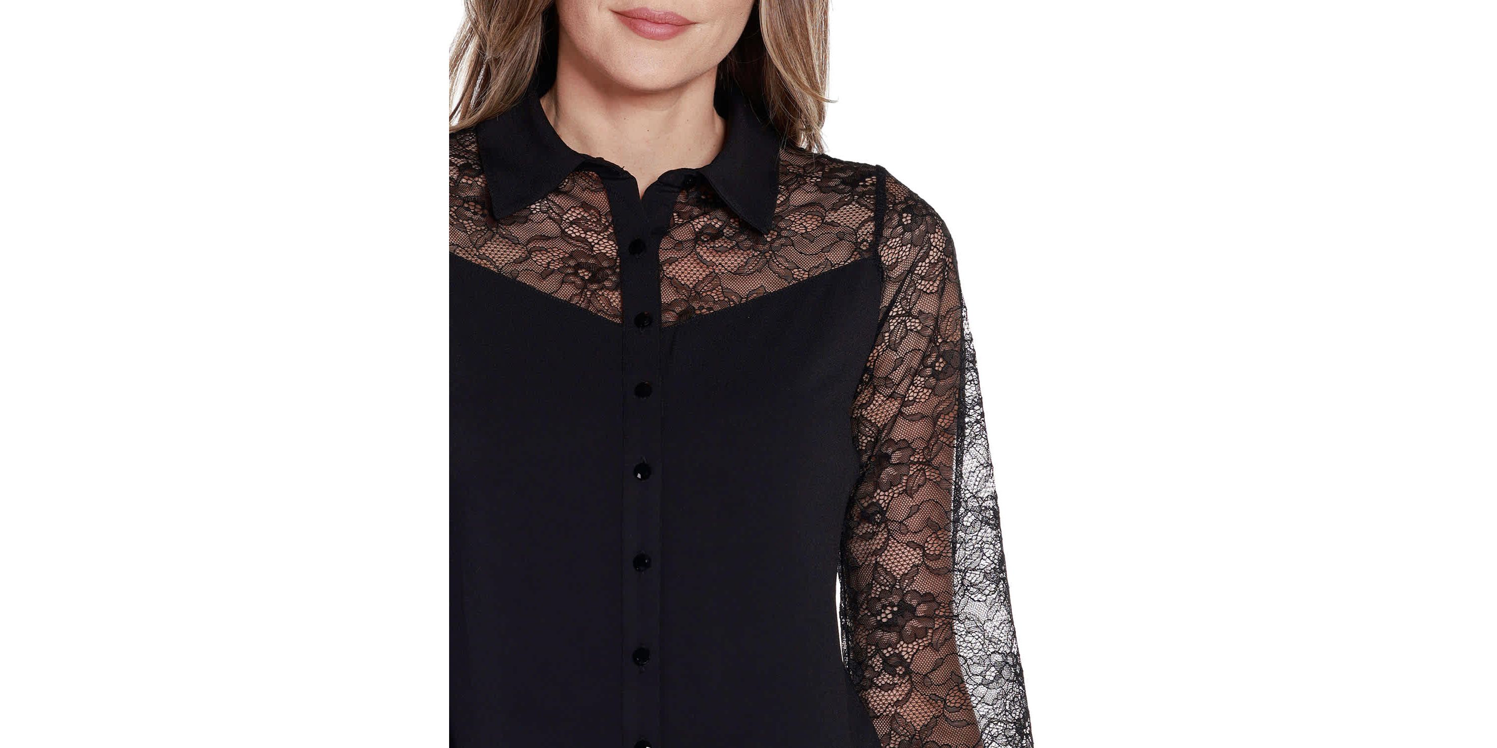 Lace Inset Knit Blouse