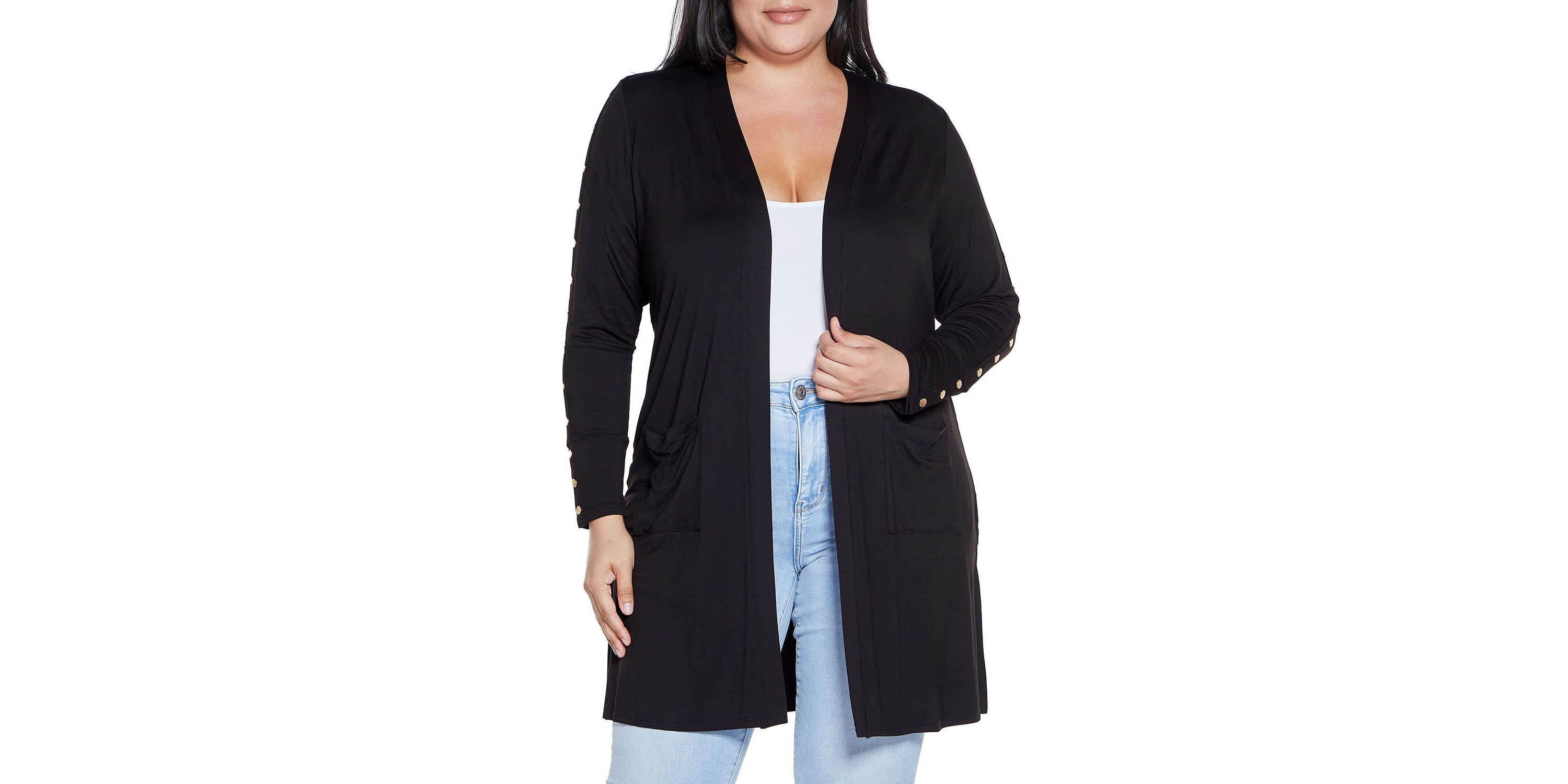 Embellished Sleeve Knit Open Cardigan