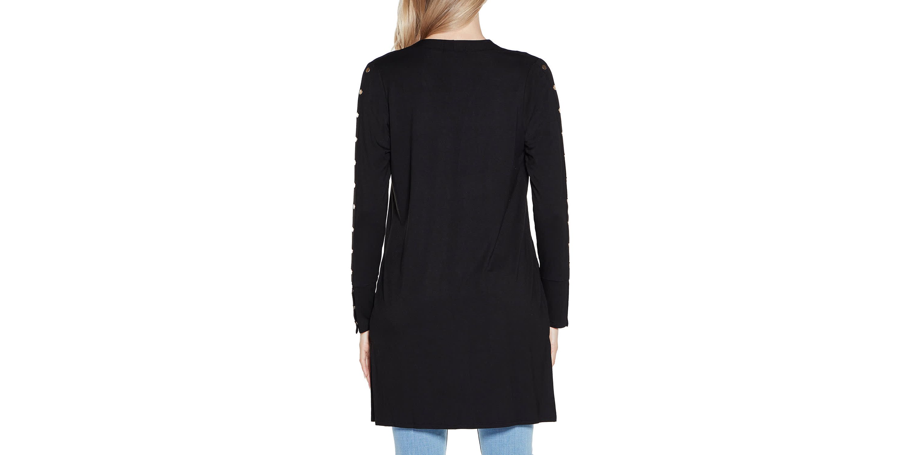 Embellished Sleeve Knit Open Cardigan