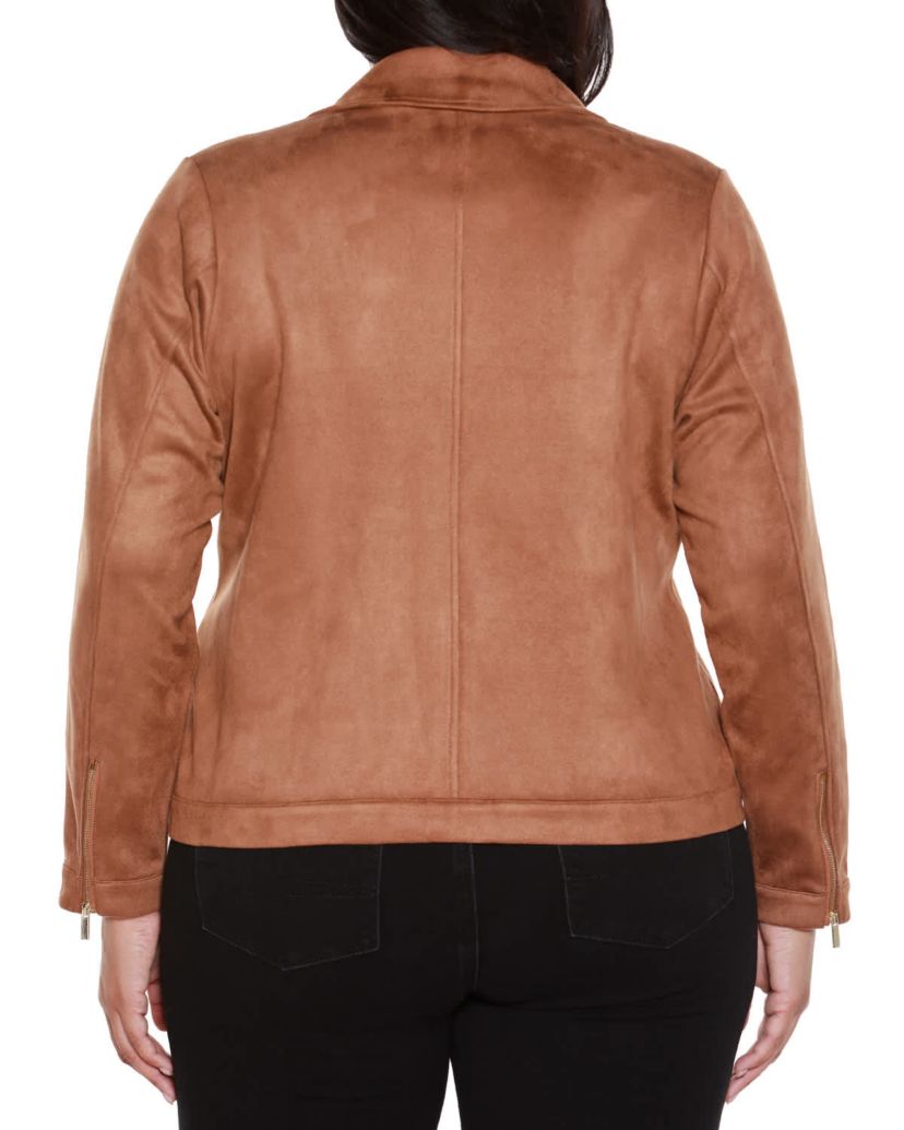 Plus Size Faux-Suede Moto Jacket