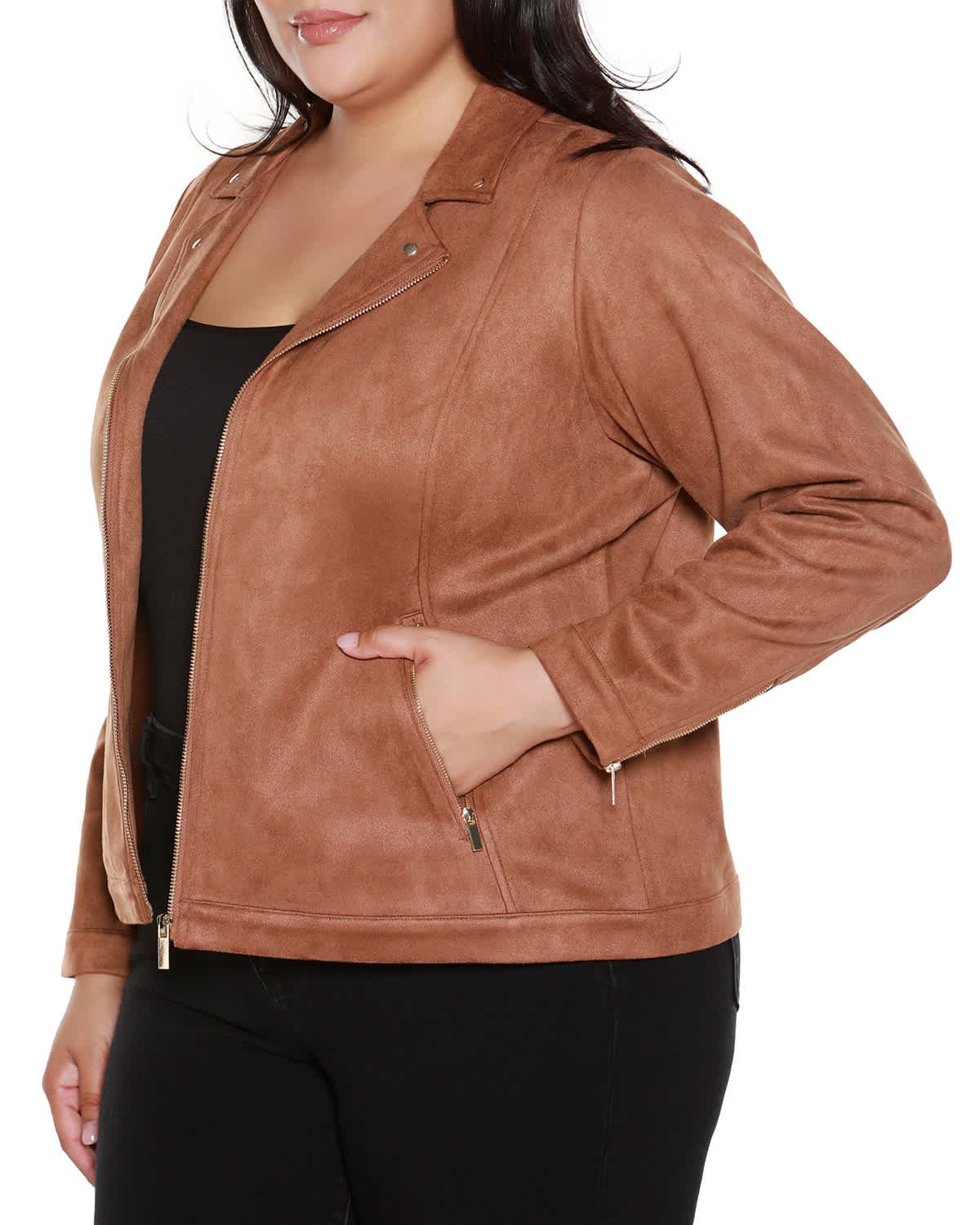 Plus Size Faux-Suede Moto Jacket