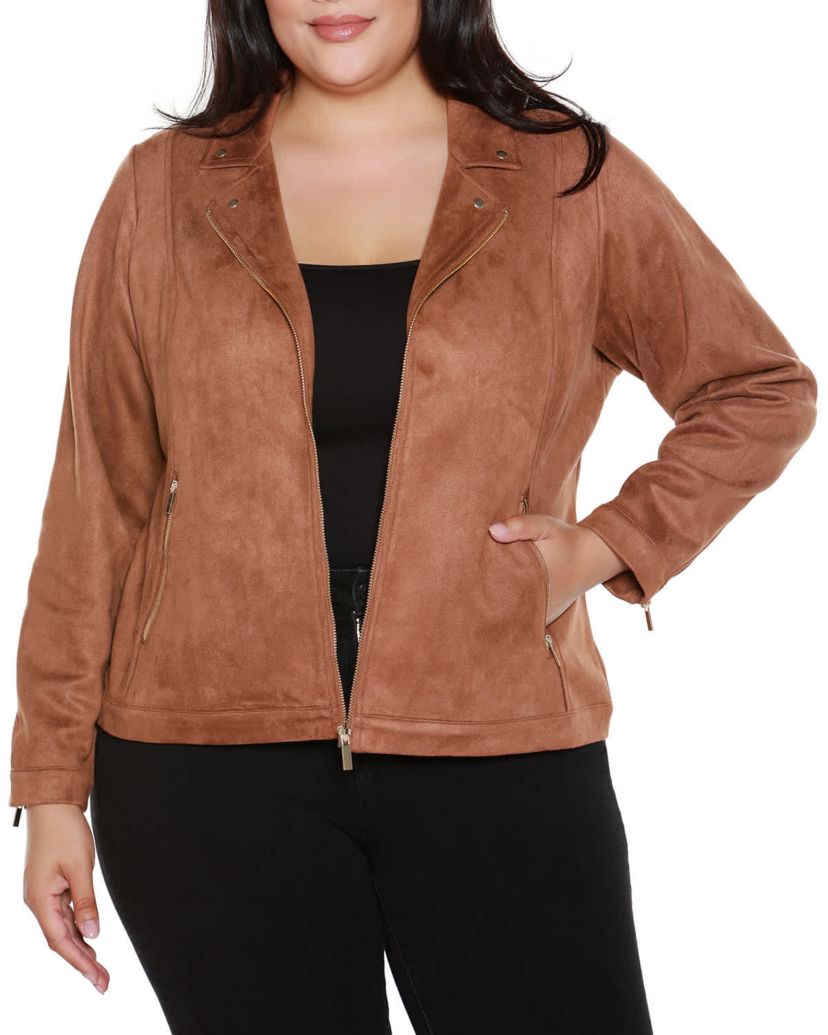 Plus Size Faux-Suede Moto Jacket