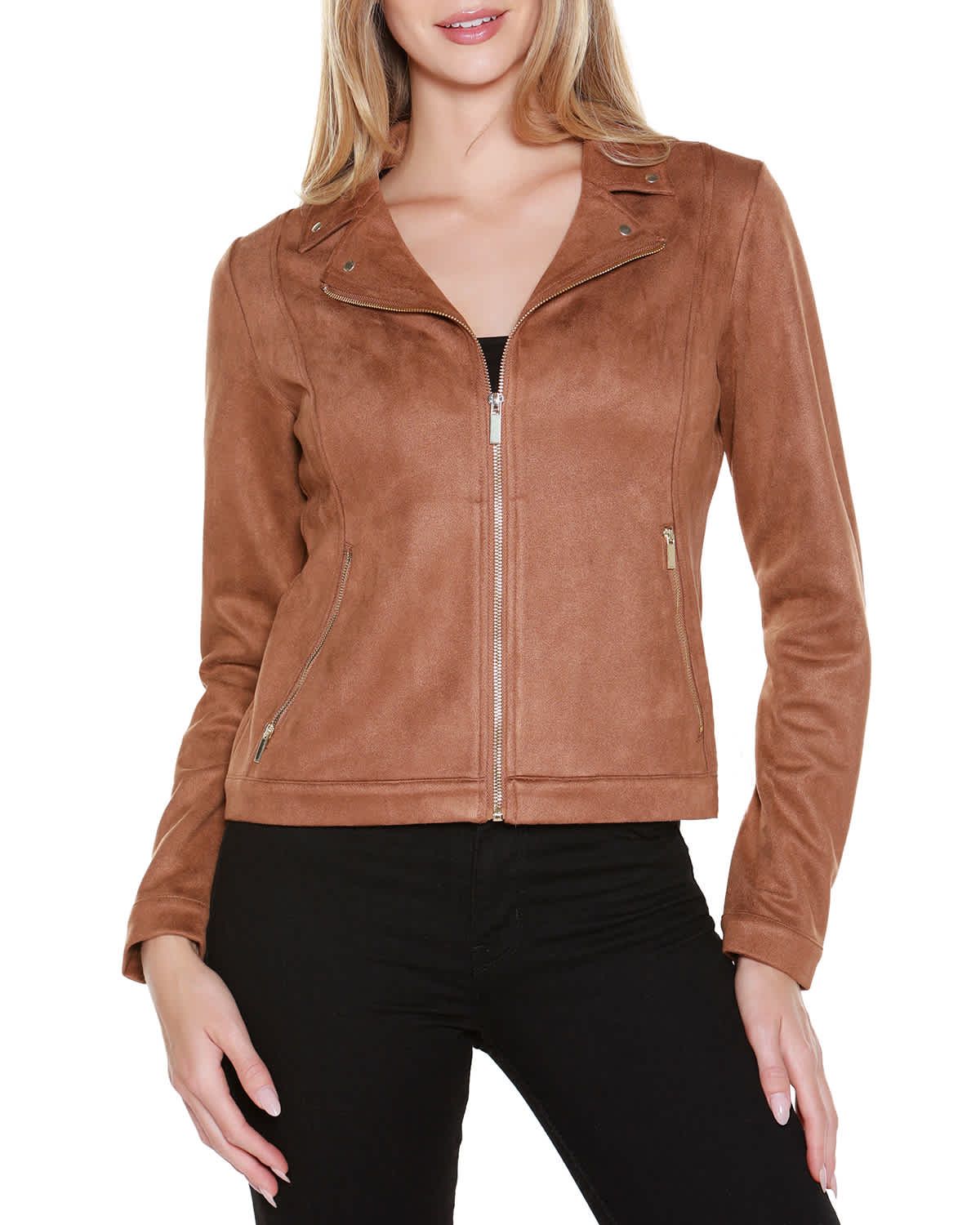 Faux-Suede Moto Jacket
