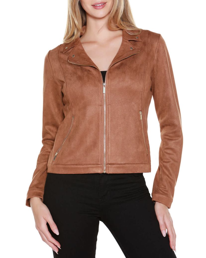 Faux-Suede Moto Jacket