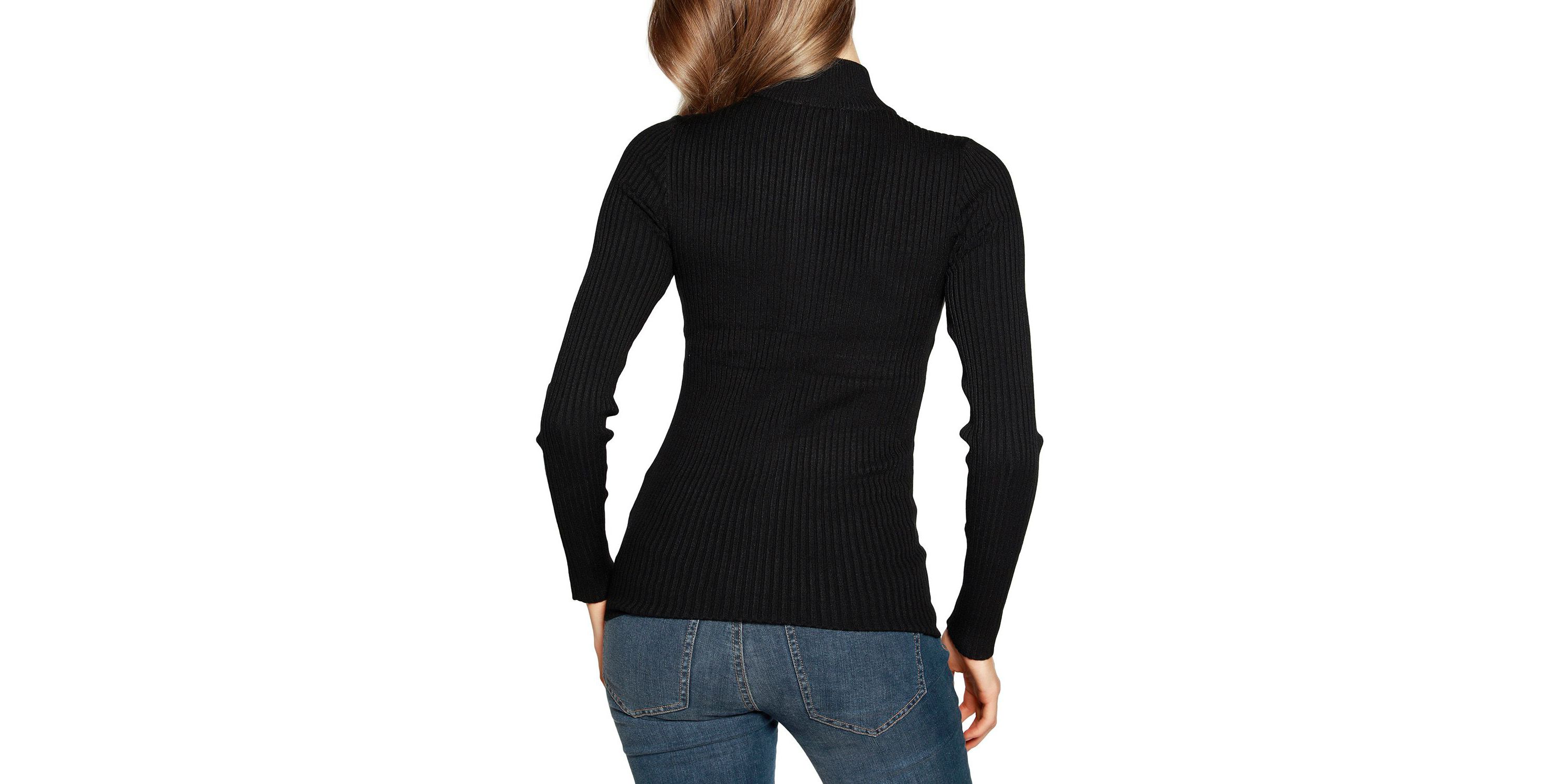 Ribbed Sweater with Rhinestone Zipper