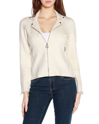 Belldini Black Label Women's Motorcycle Sweater Jacket, White, XL