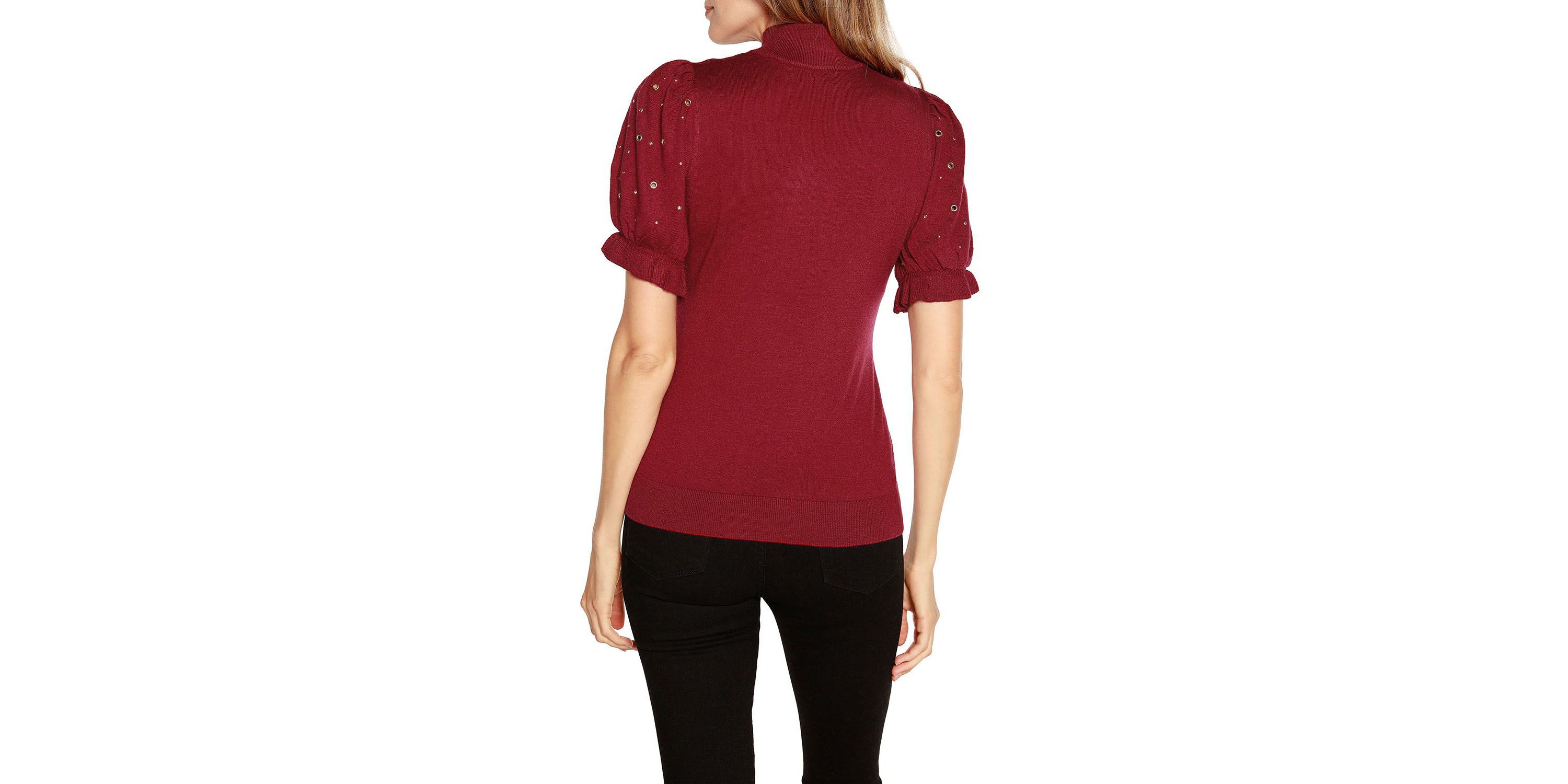 Embellished Puff-Sleeve Sweater