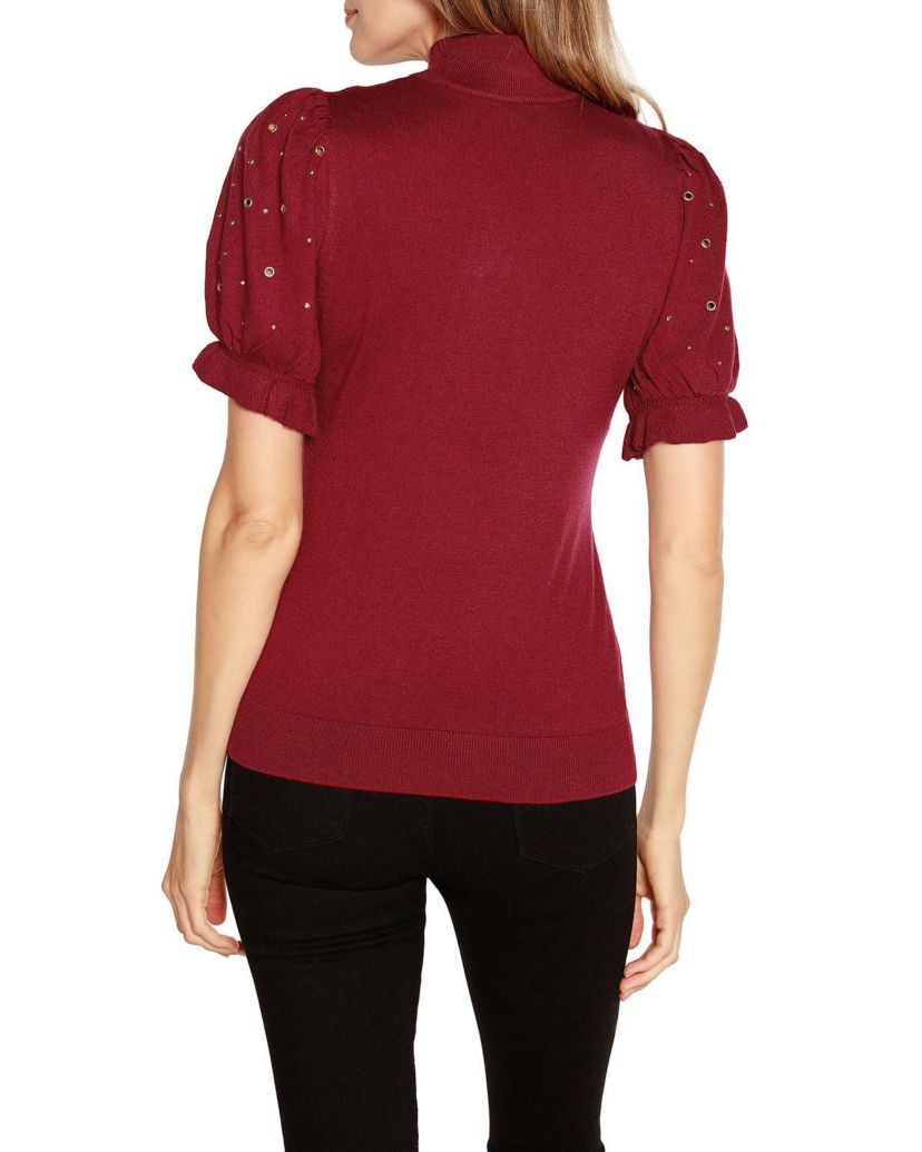 Embellished Puff-Sleeve Sweater
