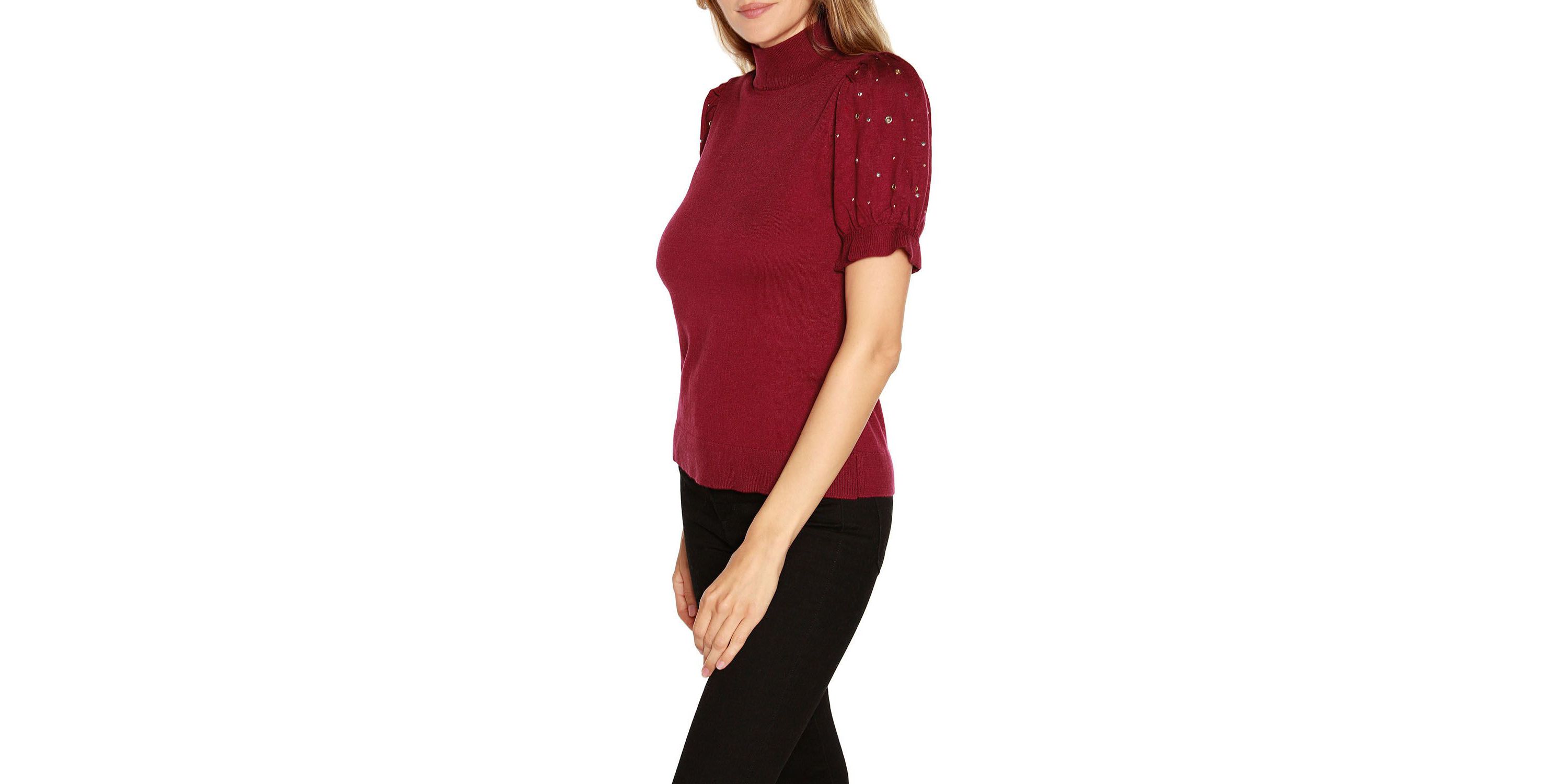 Embellished Puff-Sleeve Sweater