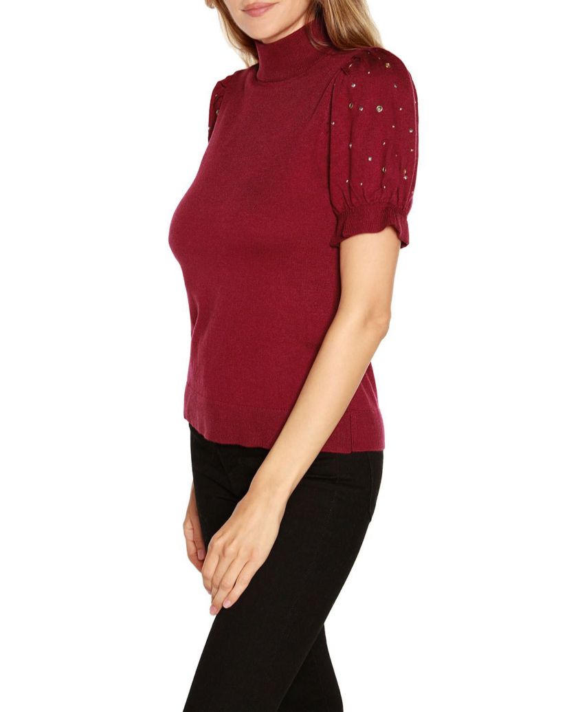 Embellished Puff-Sleeve Sweater
