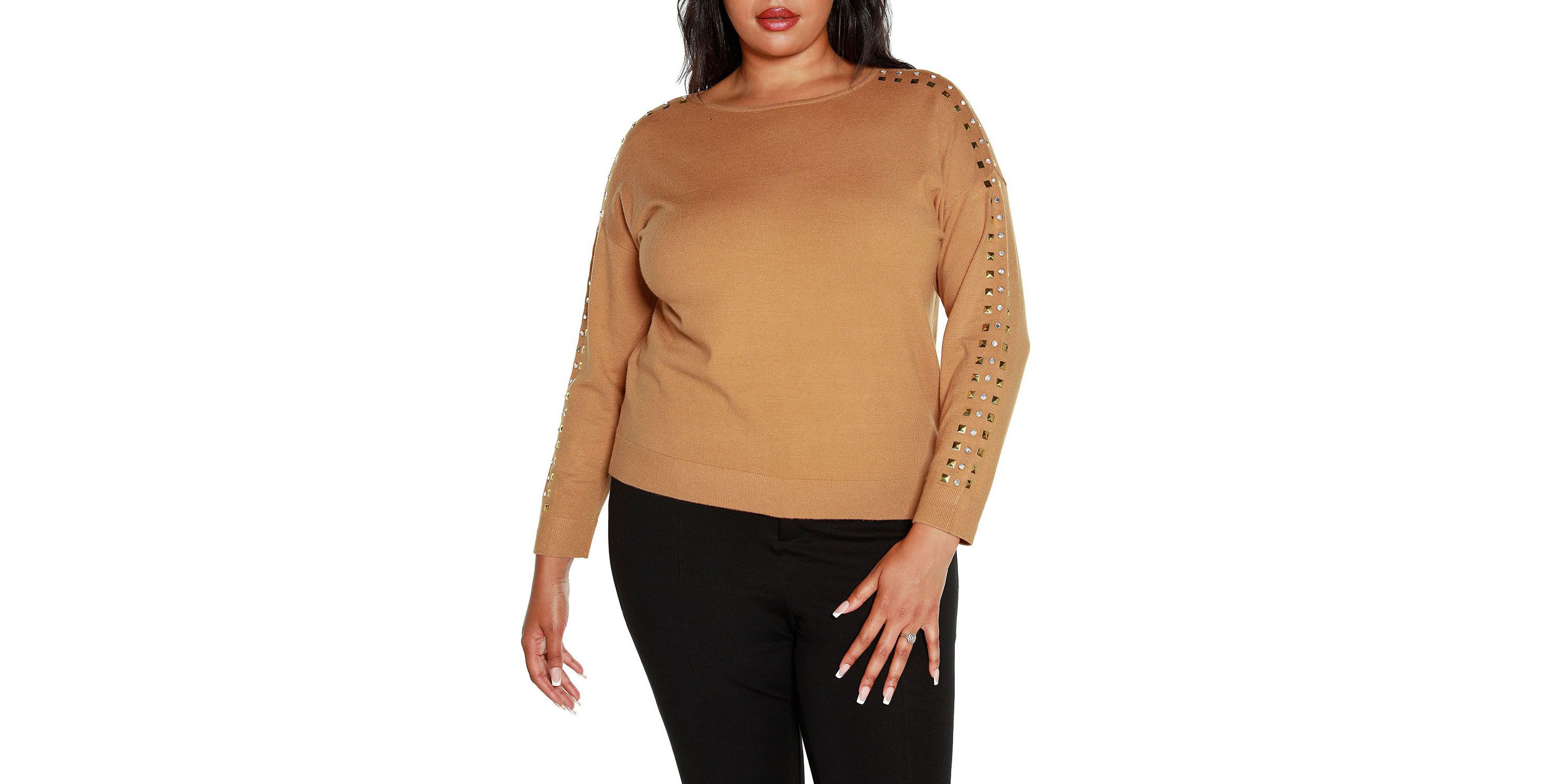 Plus Size Embellished Boatneck Sweater