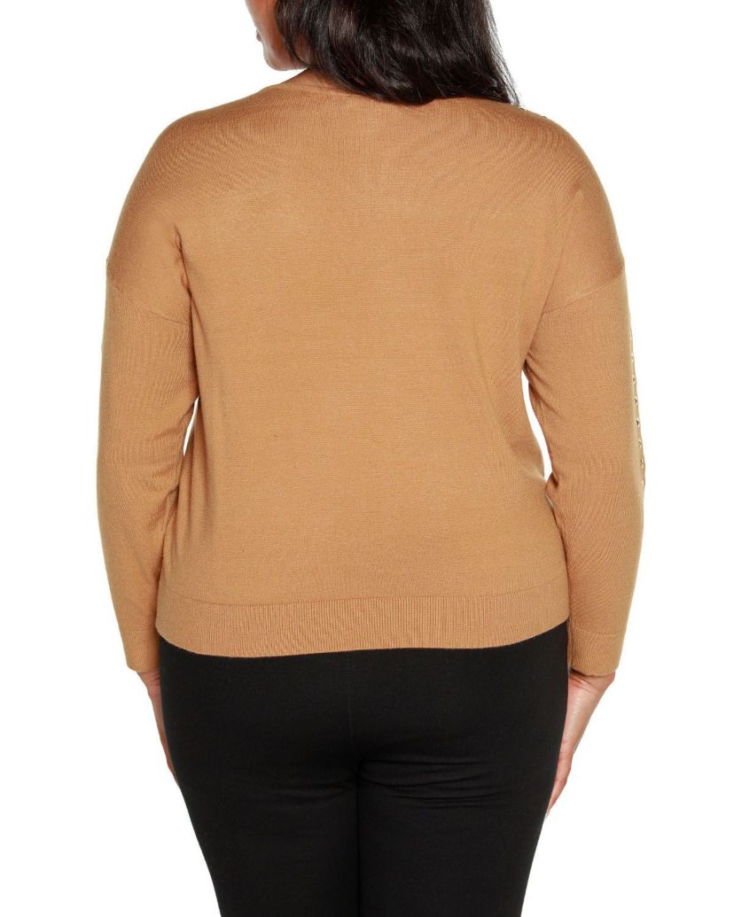 Plus Size Embellished Boatneck Sweater
