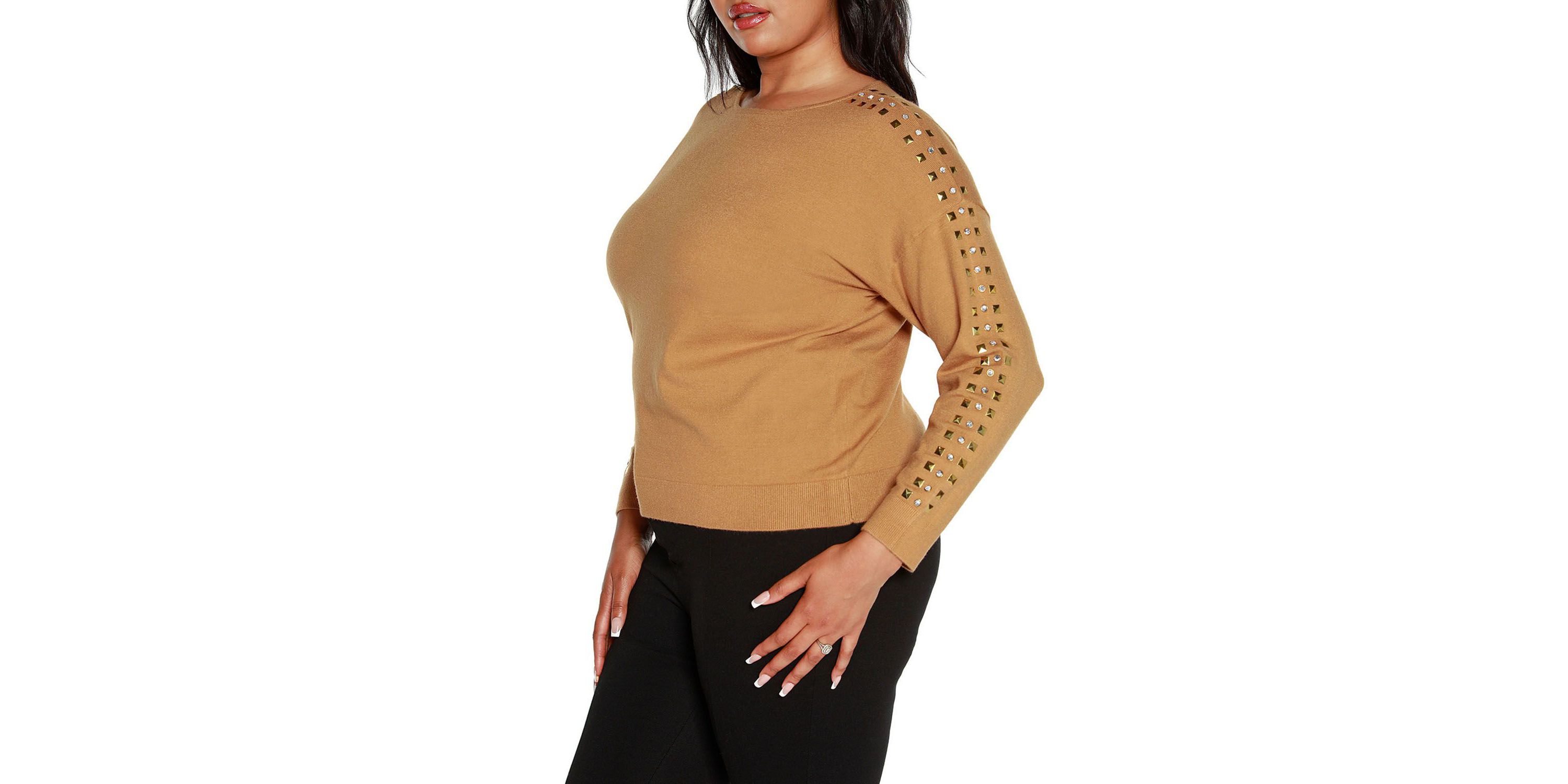 Plus Size Embellished Boatneck Sweater