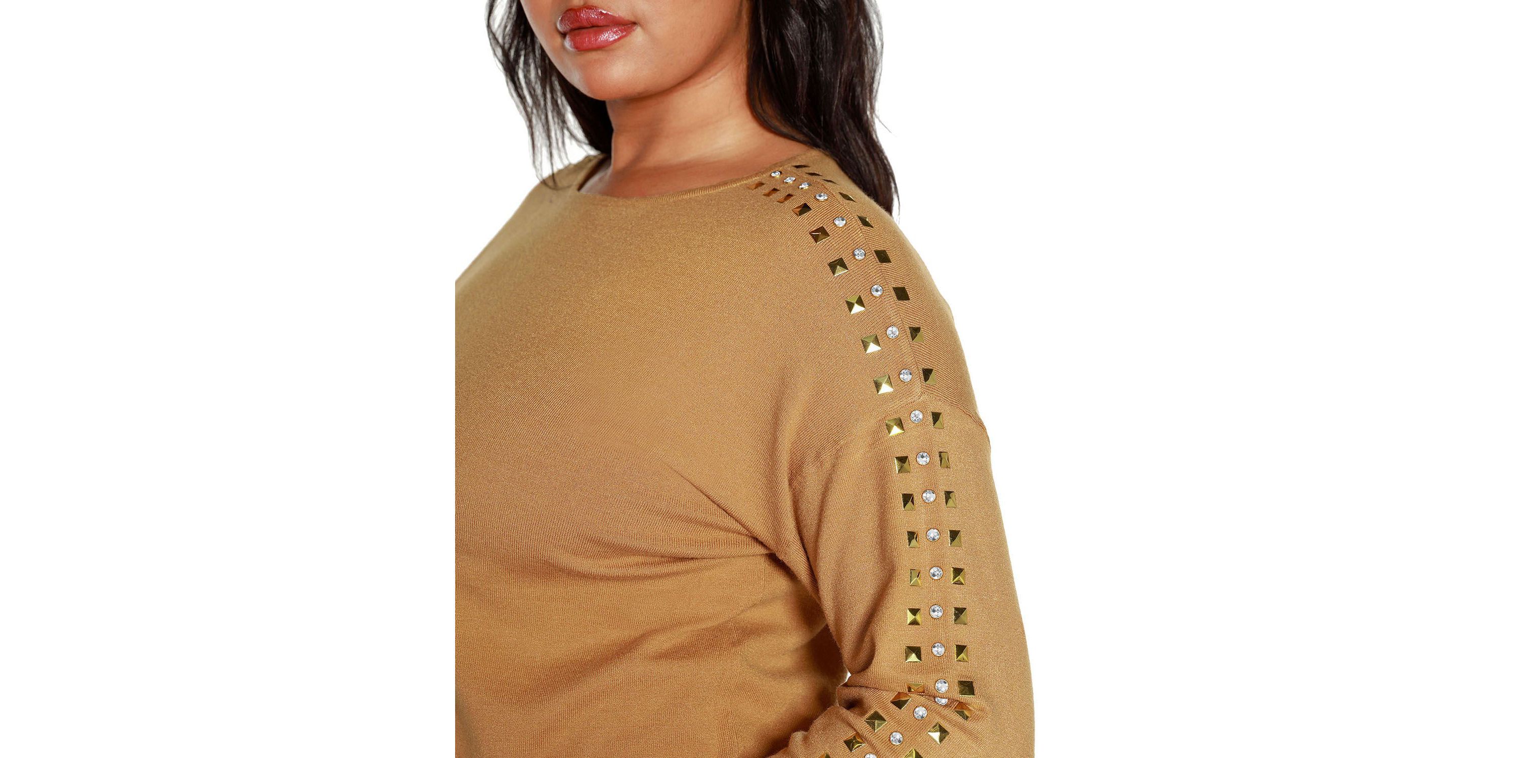 Plus Size Embellished Boatneck Sweater