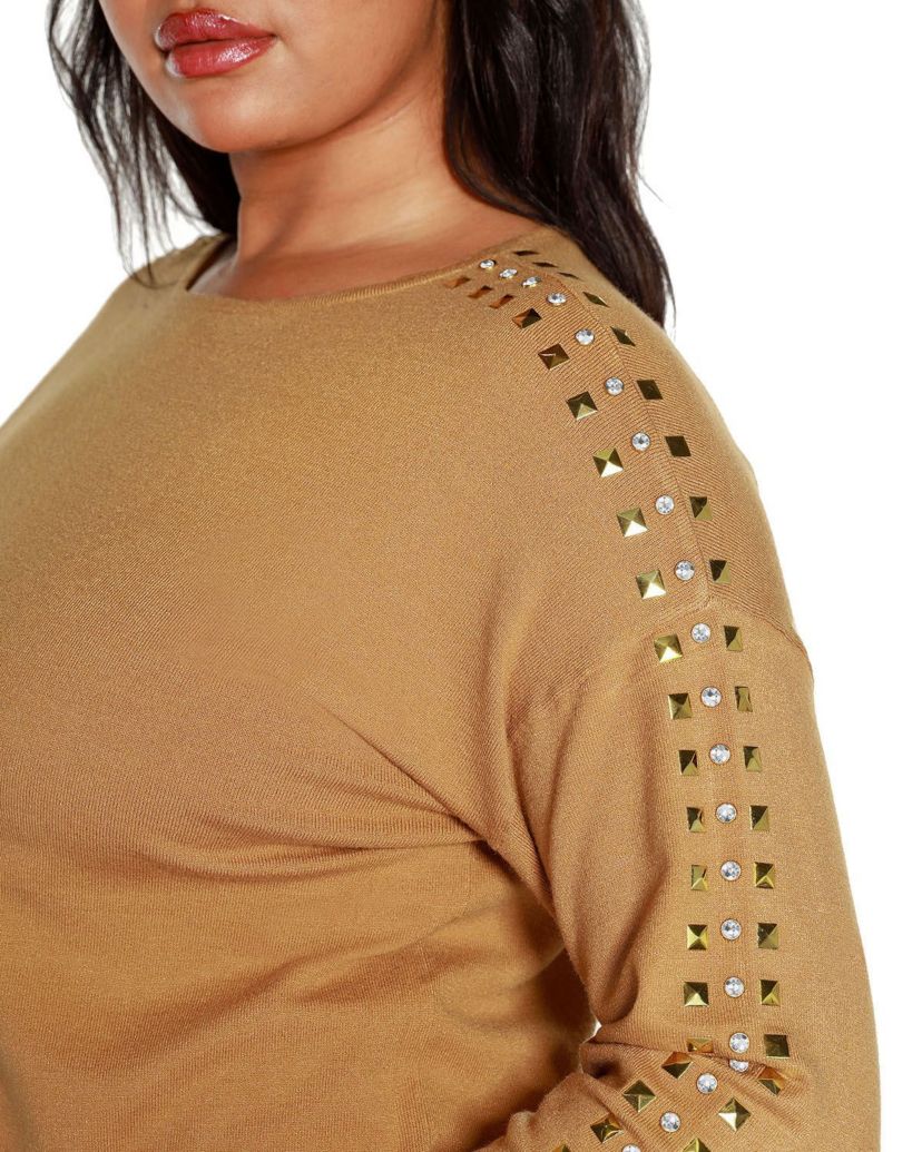Plus Size Embellished Boatneck Sweater