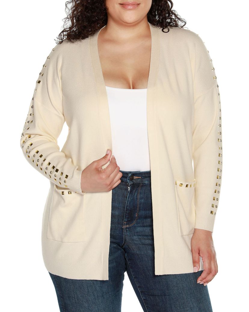 Plus Size Embellished Open-Front Cardigan