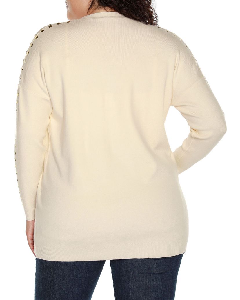 Plus Size Embellished Open-Front Cardigan