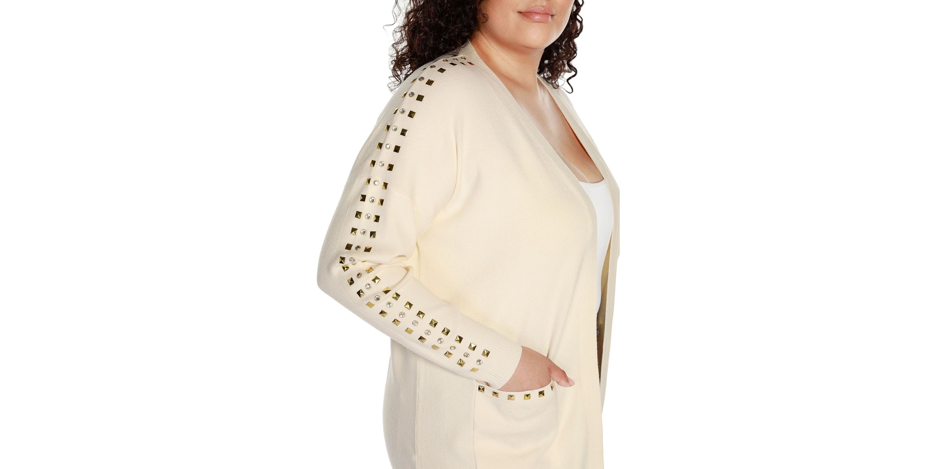 Plus Size Embellished Open-Front Cardigan