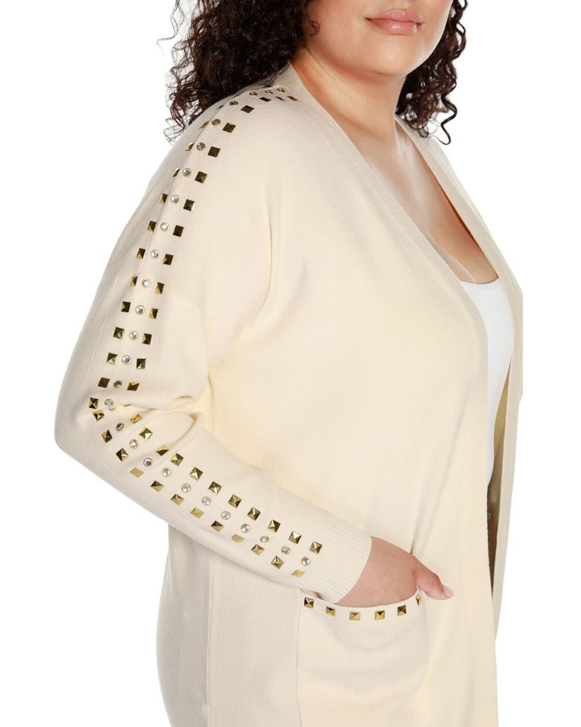 Plus Size Embellished Open-Front Cardigan