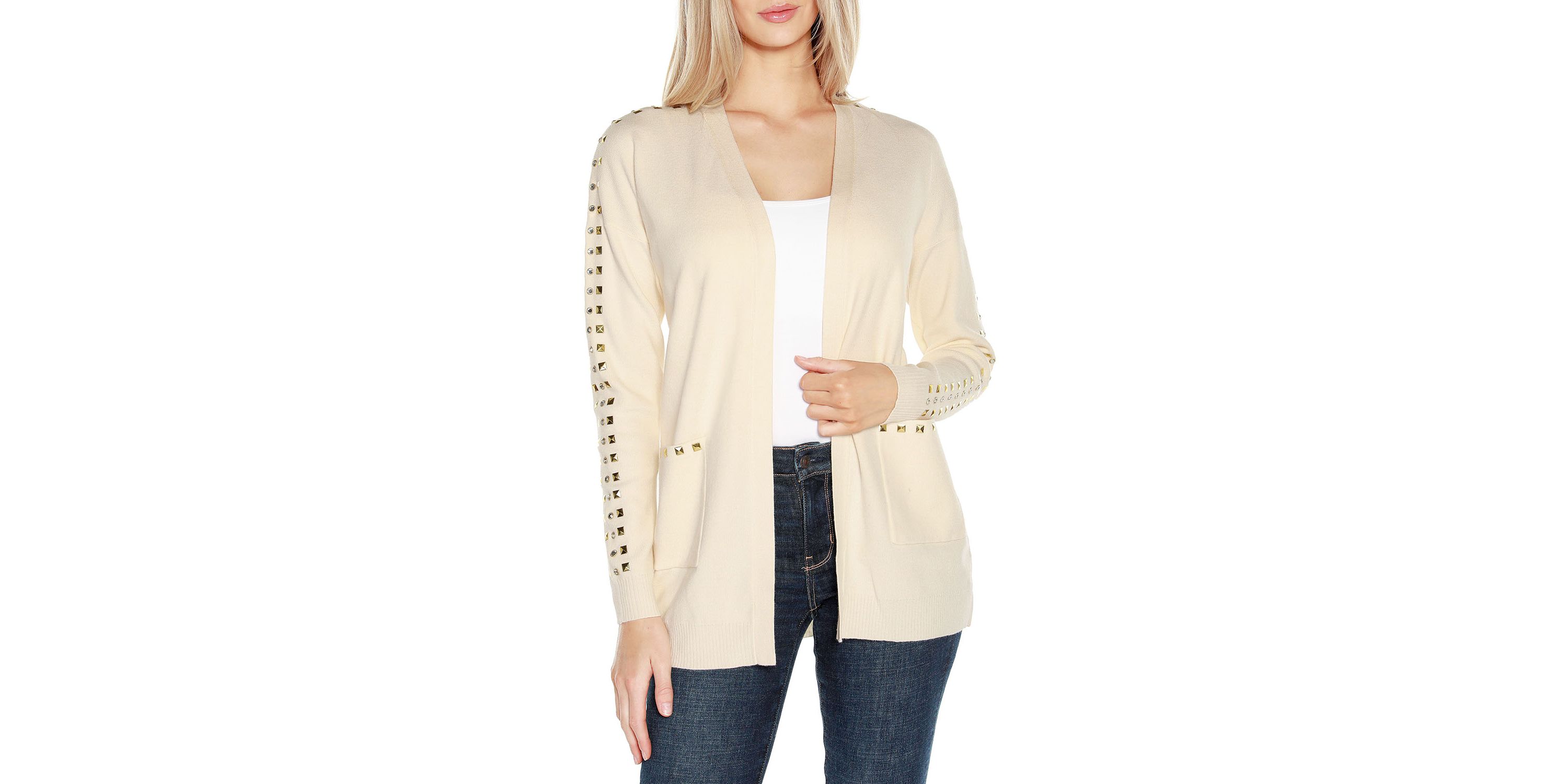 Embellished Open-Front Cardigan
