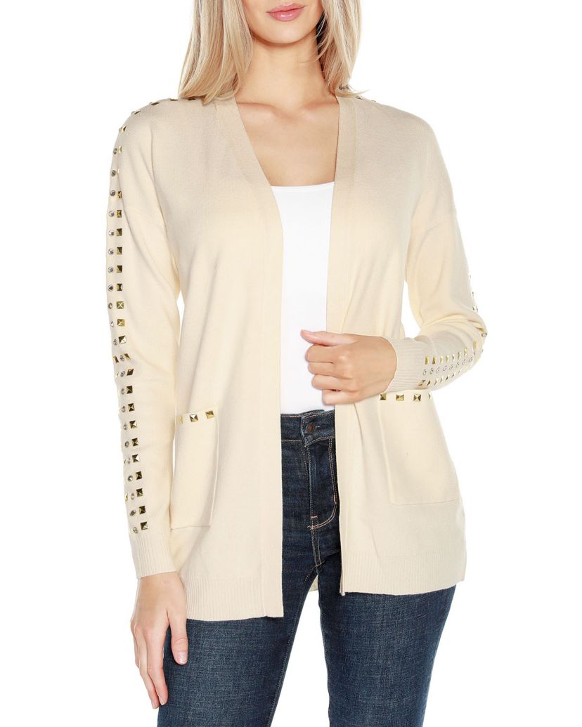 Embellished Open-Front Cardigan