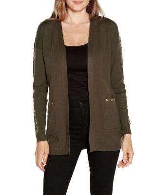 Belldini Black Label Women's Embellished Open-Front Cardigan, Large