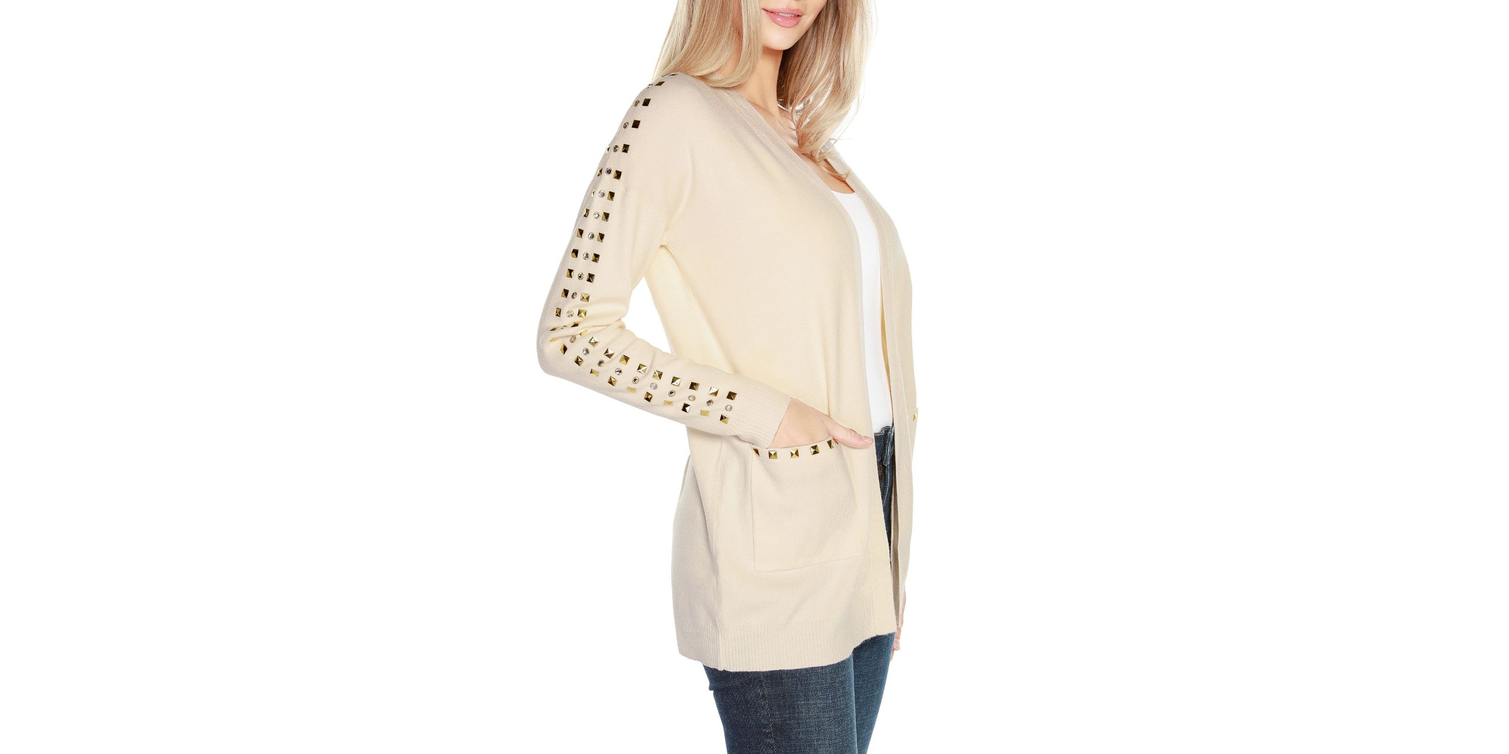 Embellished Open-Front Cardigan