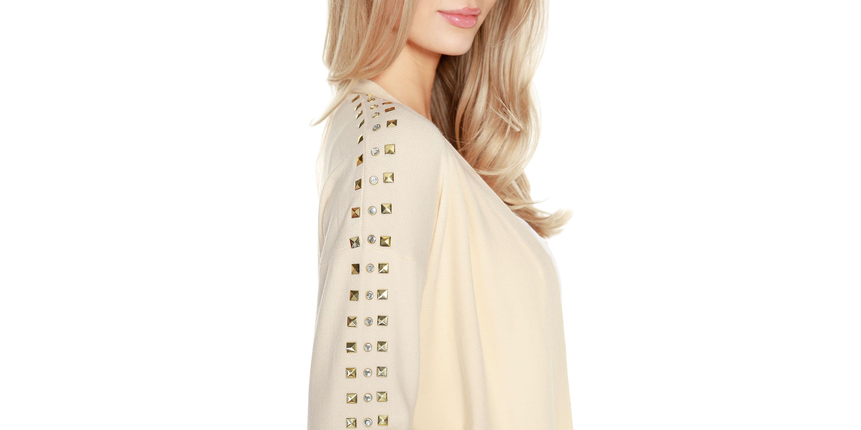 Embellished Open-Front Cardigan