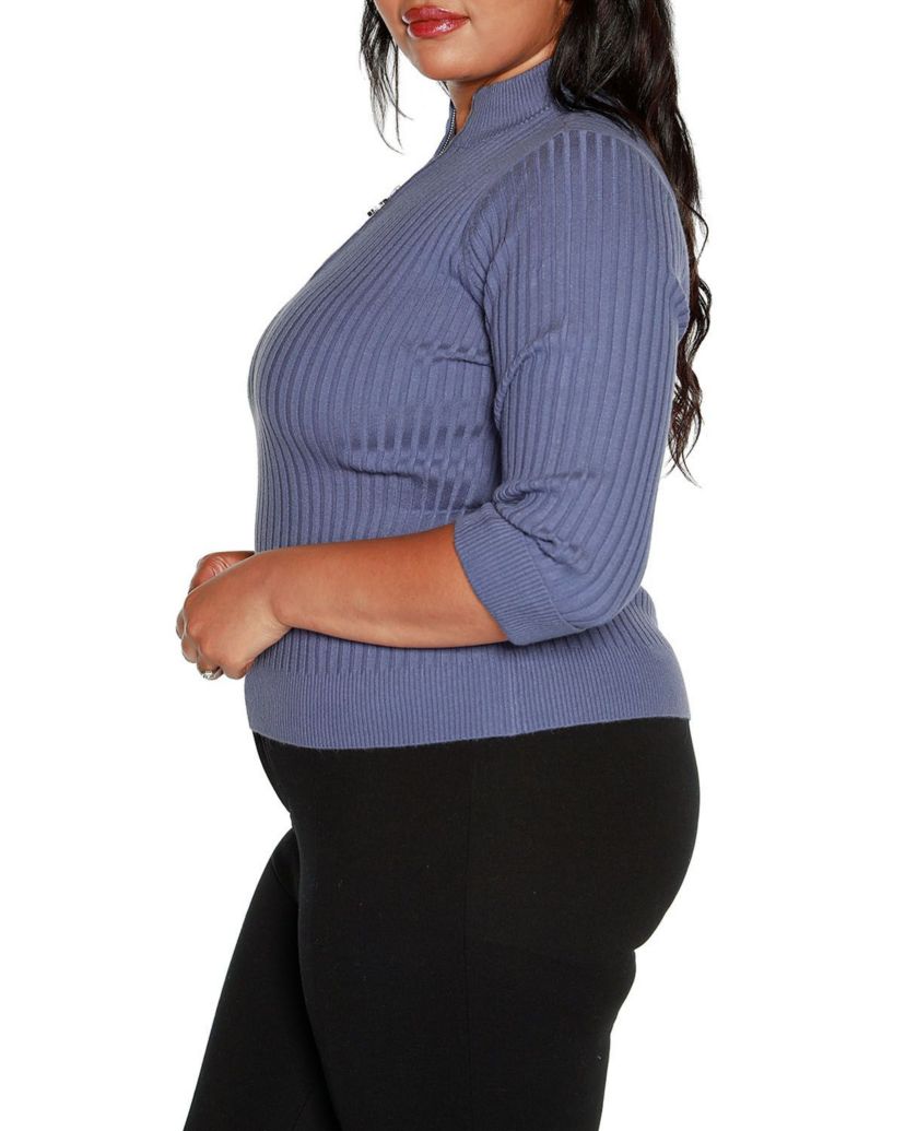 Plus Size Ribbed Quarter-Zip Sweater
