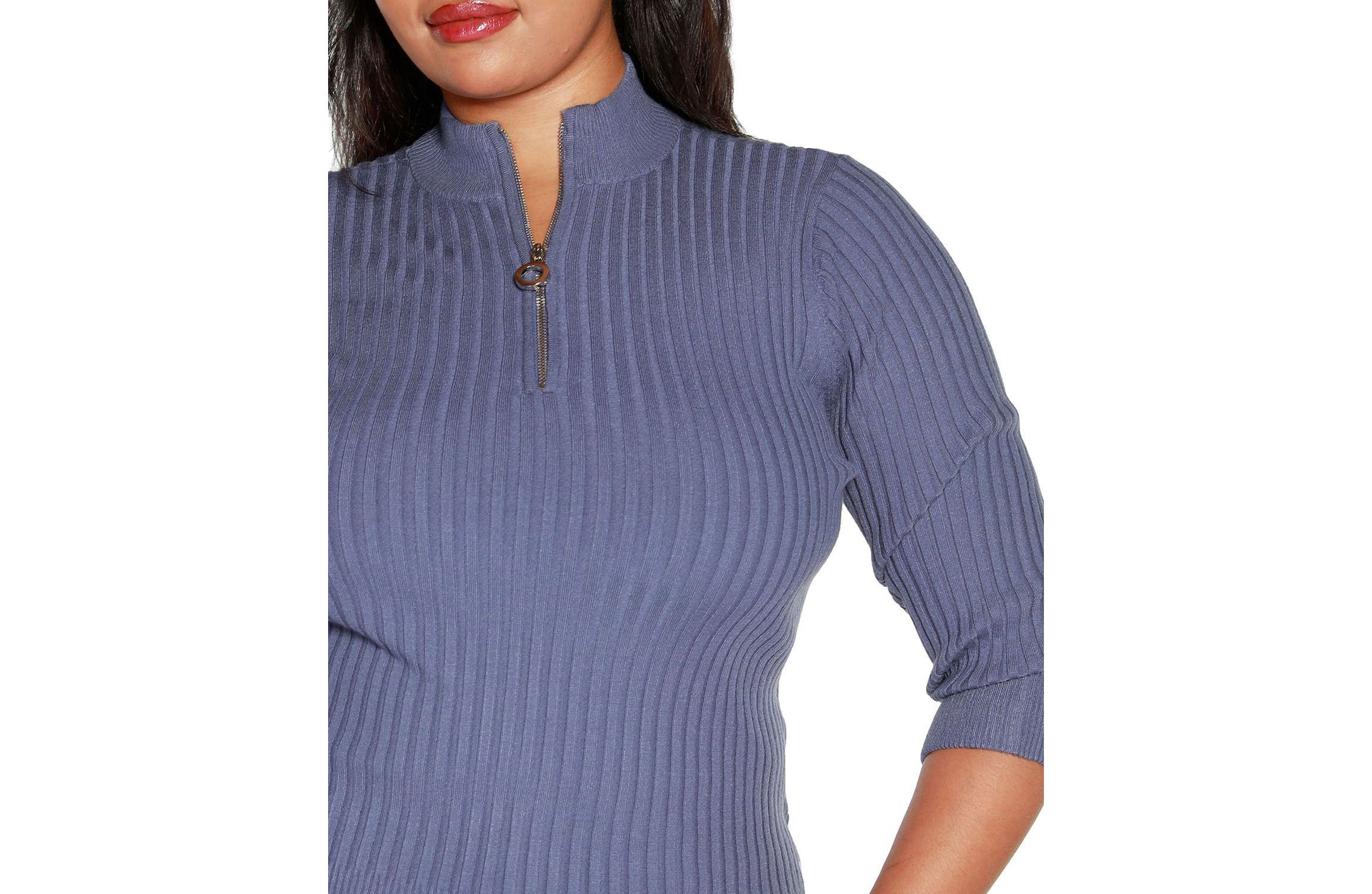 Plus Size Ribbed Quarter-Zip Sweater