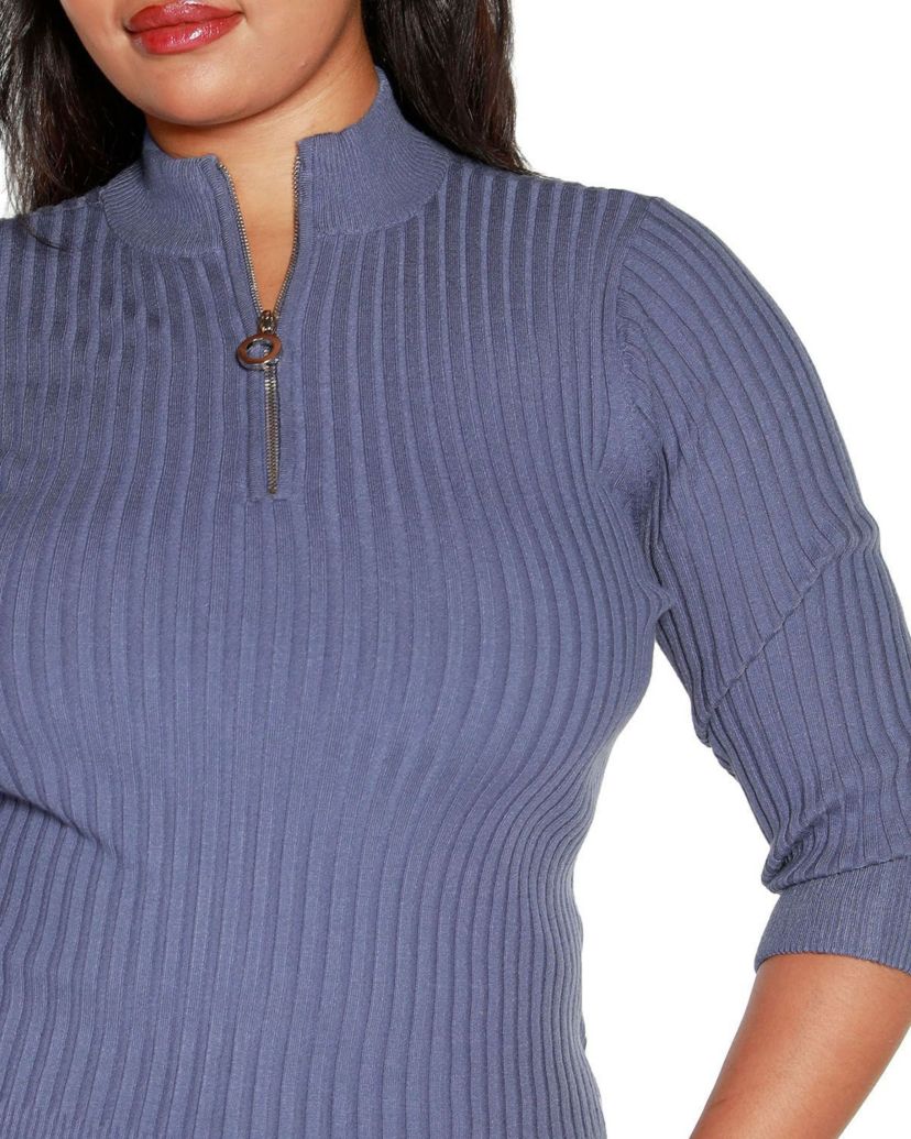 Plus Size Ribbed Quarter-Zip Sweater