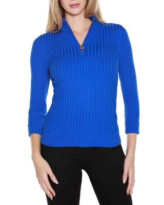Belldini Black Label Women's Ribbed Quarter-Zip Sweater, Medium