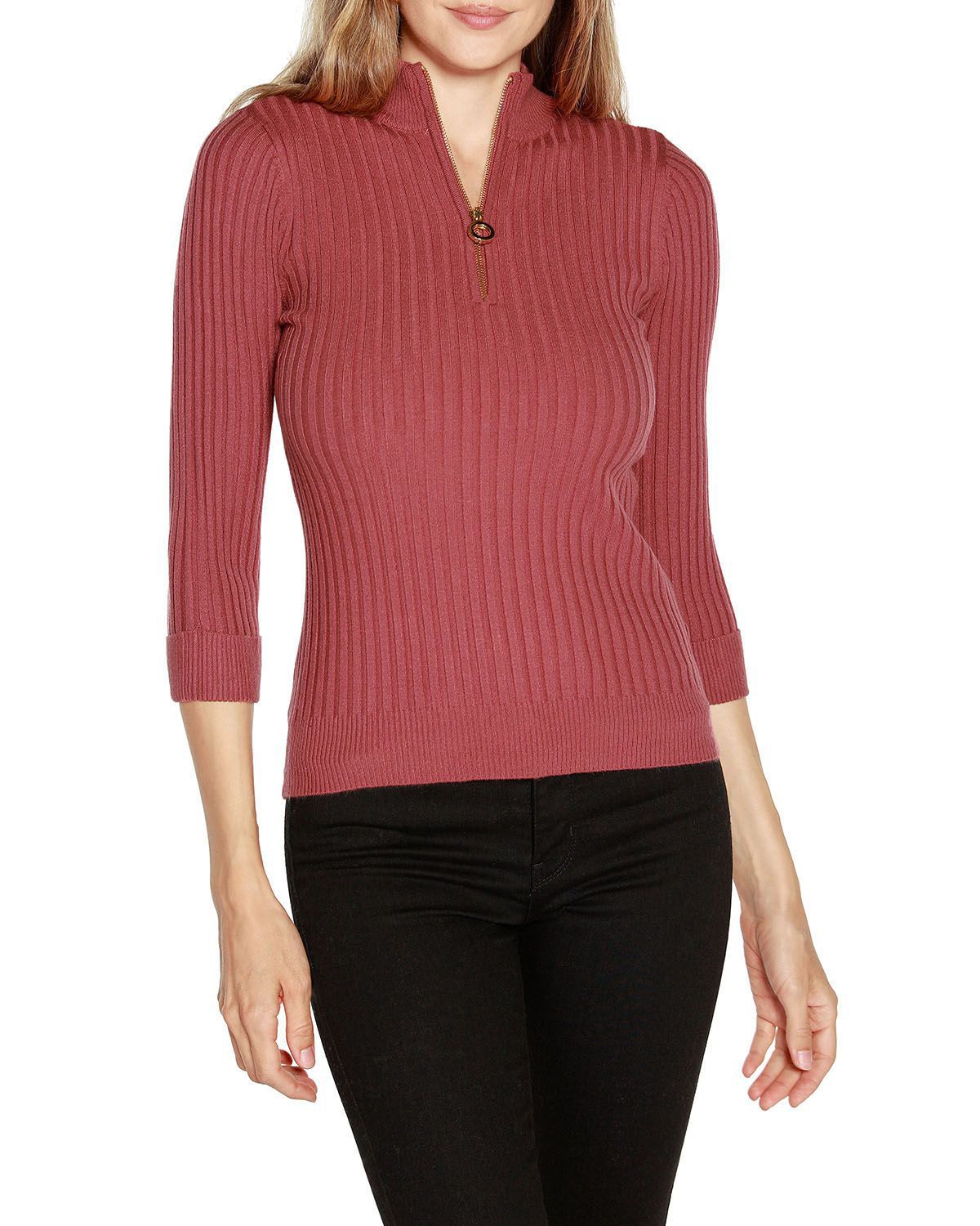 Ribbed Quarter-Zip Sweater