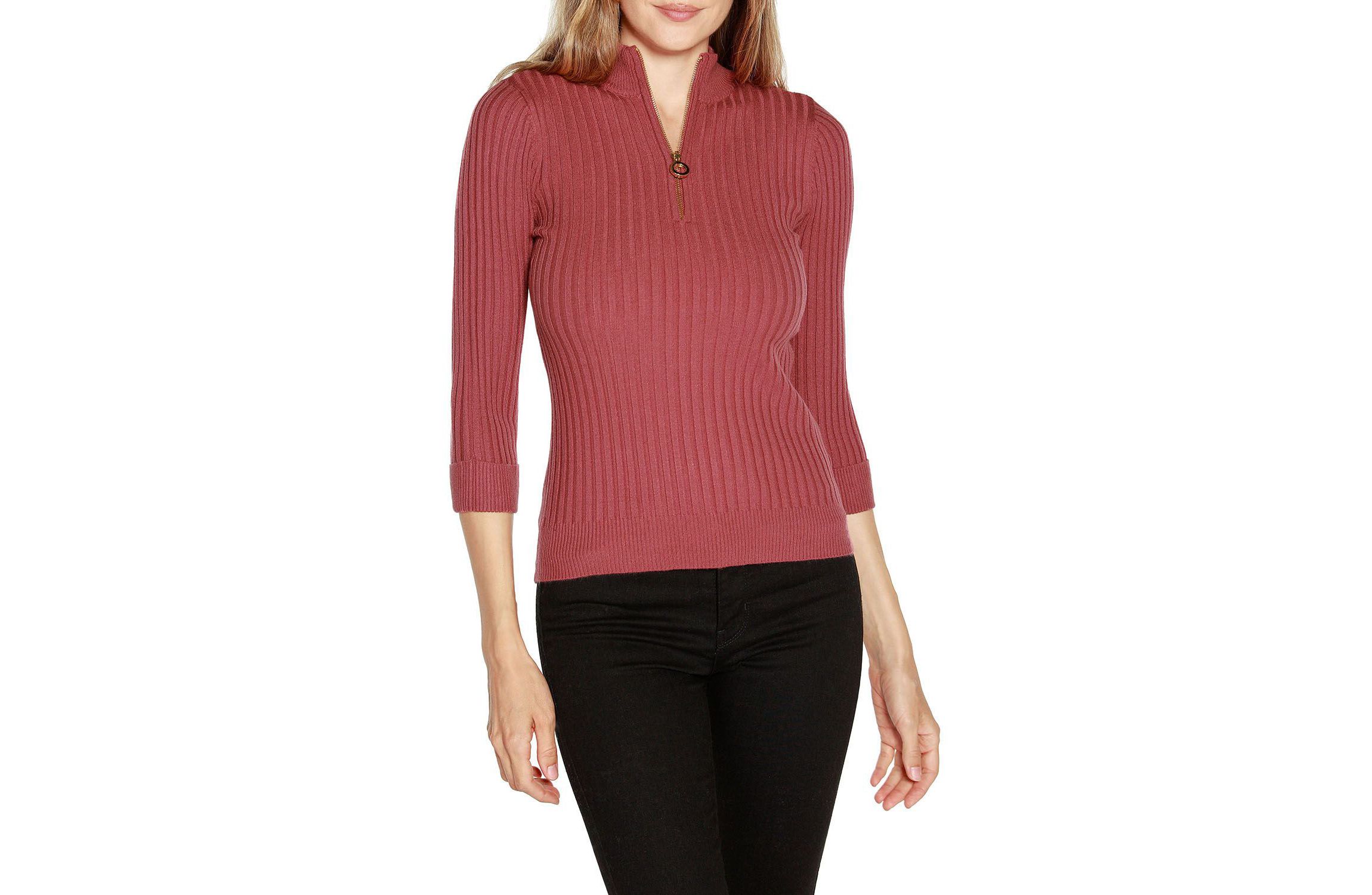 Ribbed Quarter-Zip Sweater