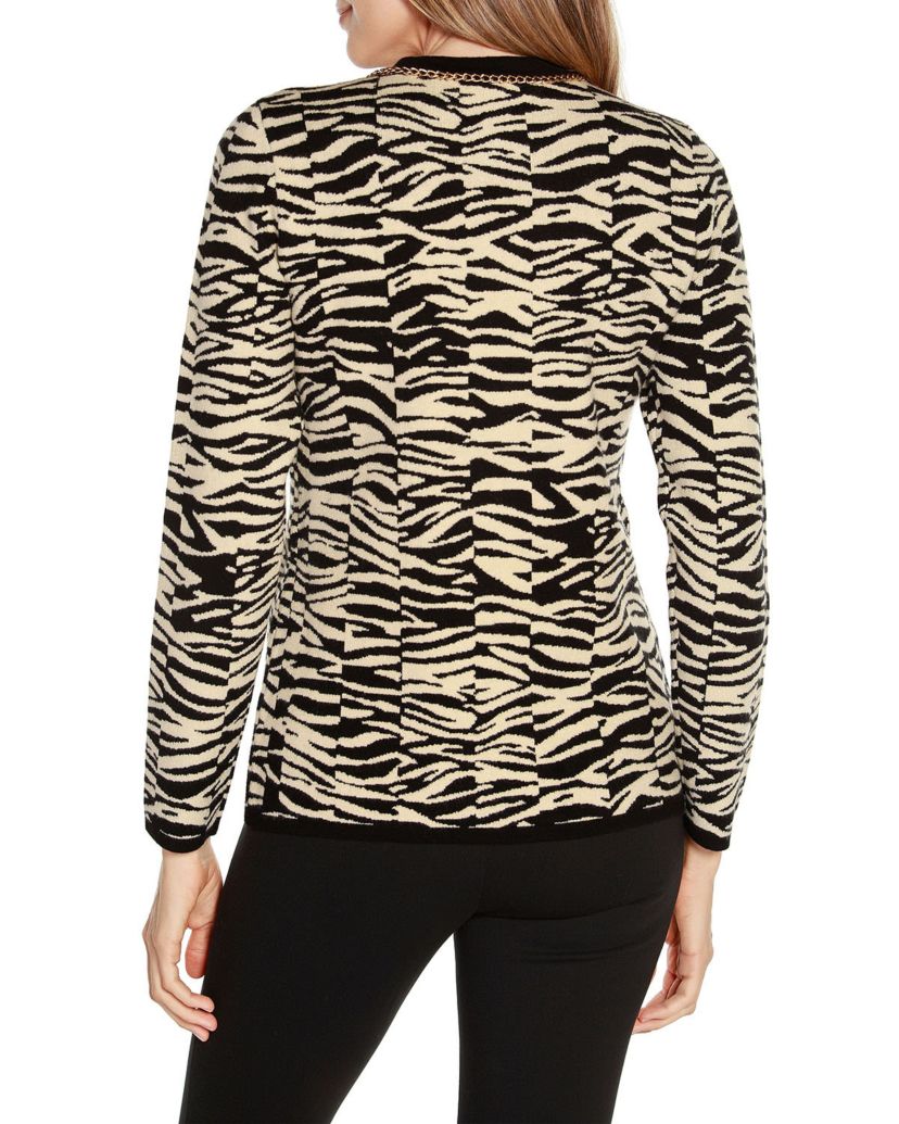 Zebra Jacquard Sweater Jacket