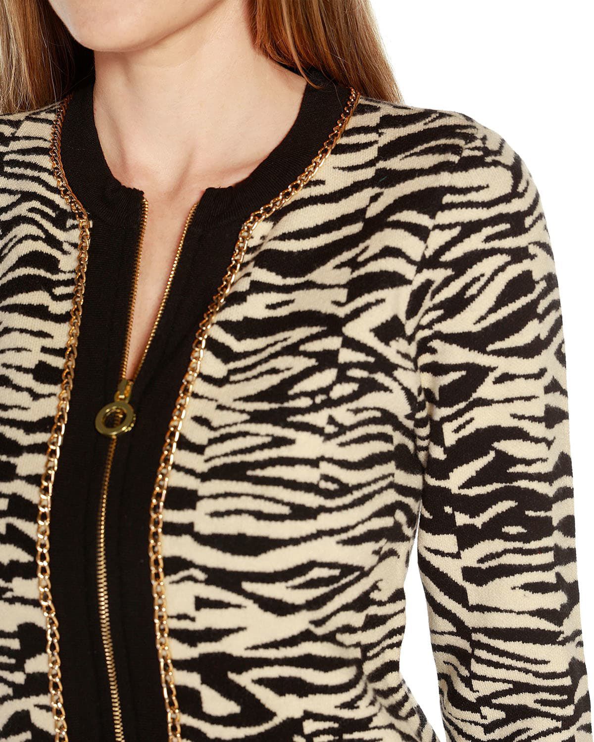 Zebra Jacquard Sweater Jacket