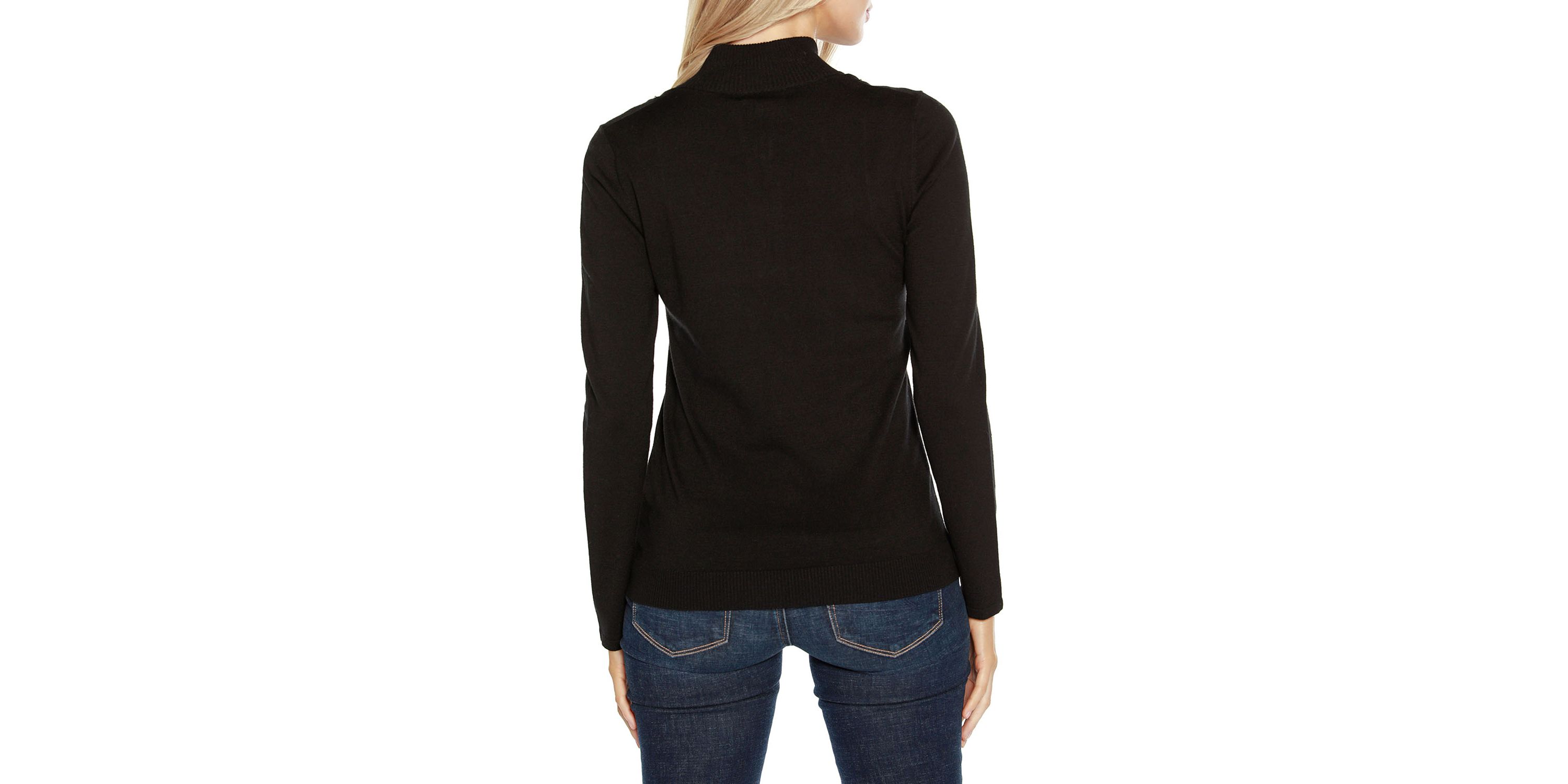 Rhinestone-Zip Embellished Cardigan Sweater