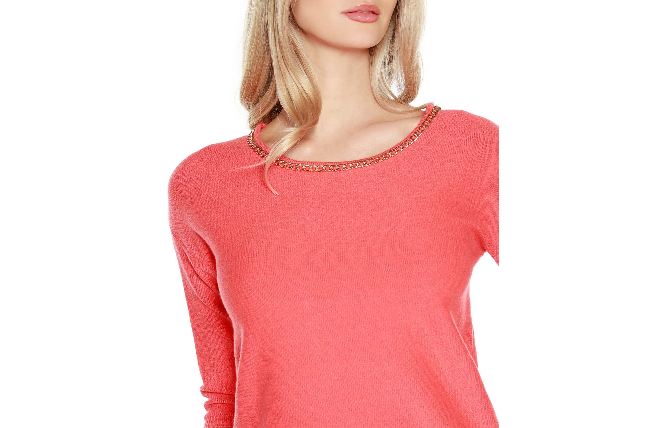 Chain Detail 3/4-Sleeve Sweater