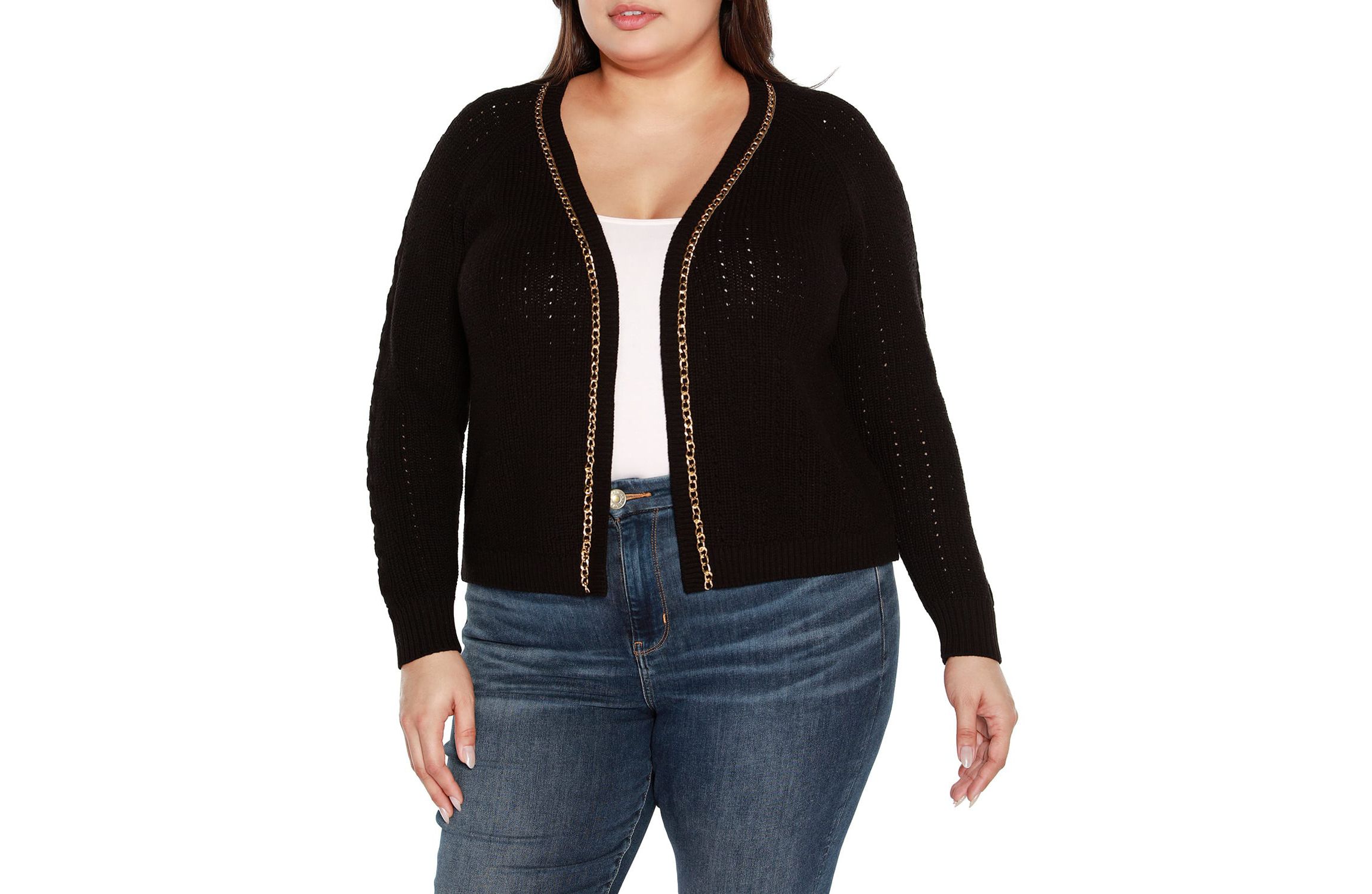 Plus Size Chain Detail Shrug Cardigan Sweater